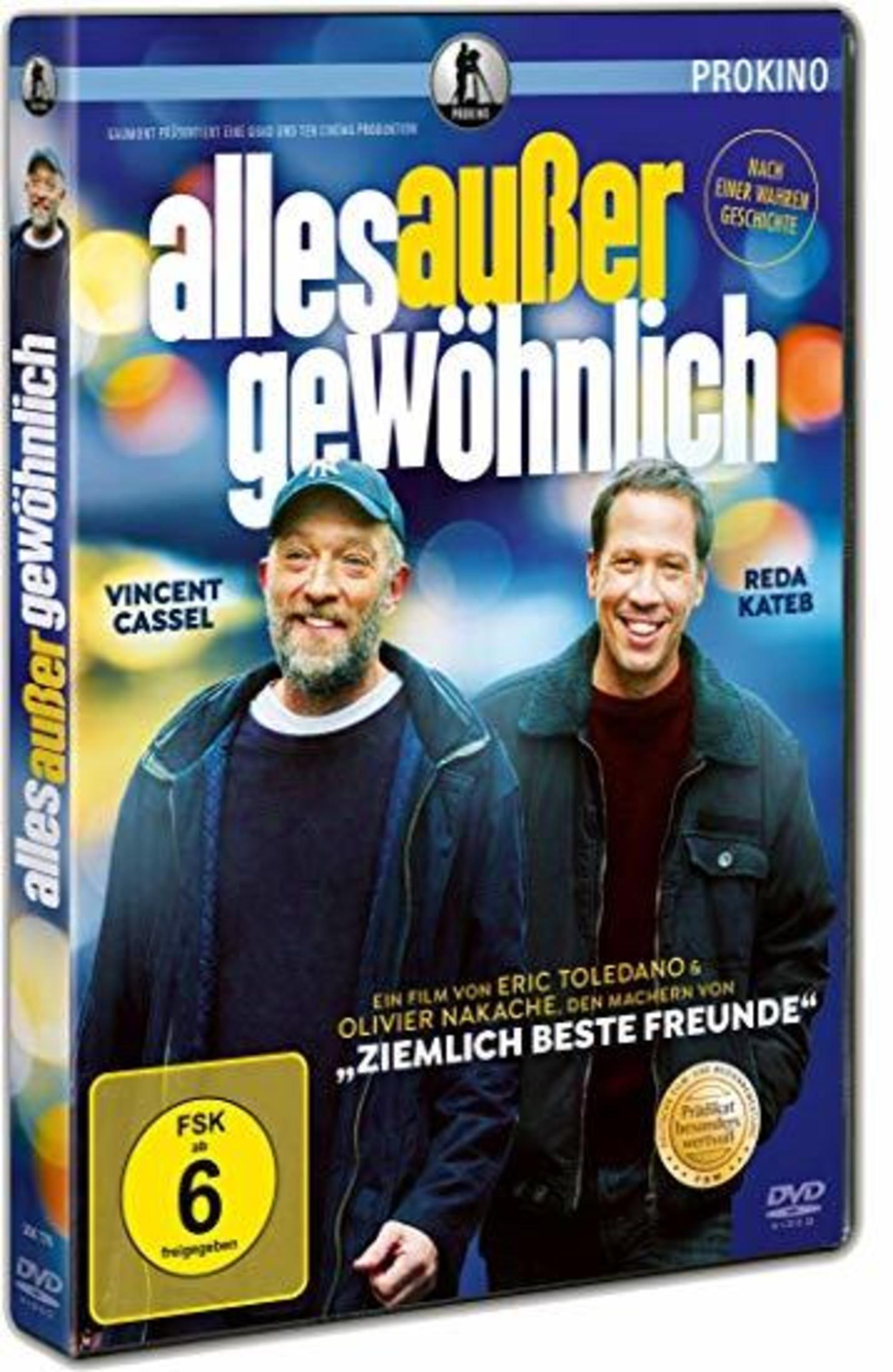 DVD-Cover für 'Alles außer gewöhnlich' mit den Schauspielern Vincent Cassel und Reda Kateb.