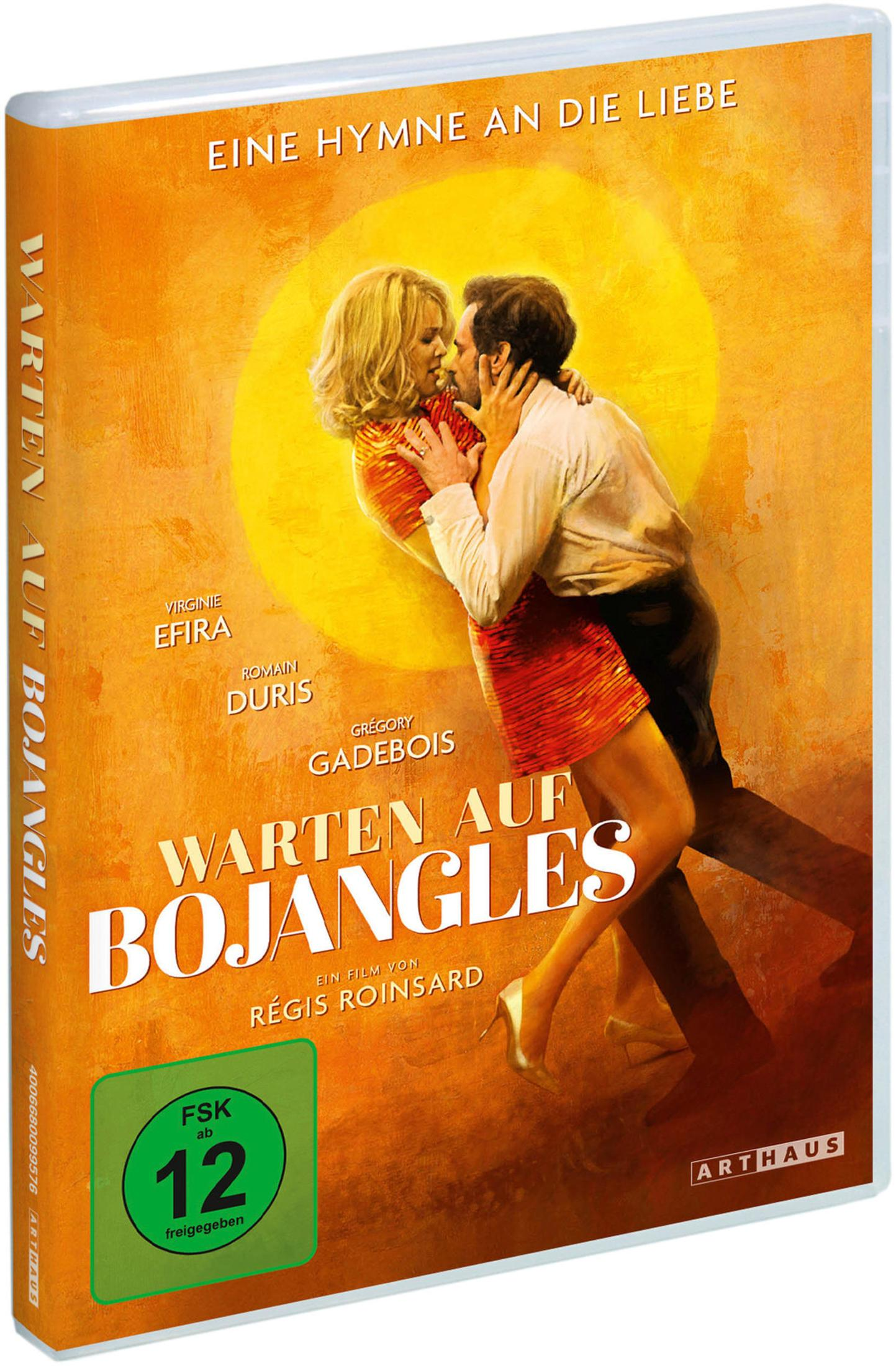Filmcover für "Warten auf Bojangles" mit einem tanzenden Paar vor einem warmen, orangen Hintergrund und FSK-12-Logo.