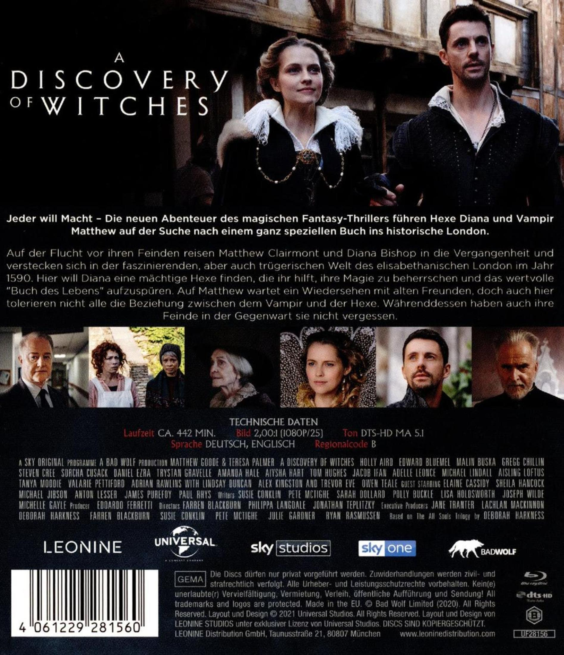 Cover der Blu-ray von A Discovery of Witches mit Diana und Matthew sowie weiteren Charakteren.