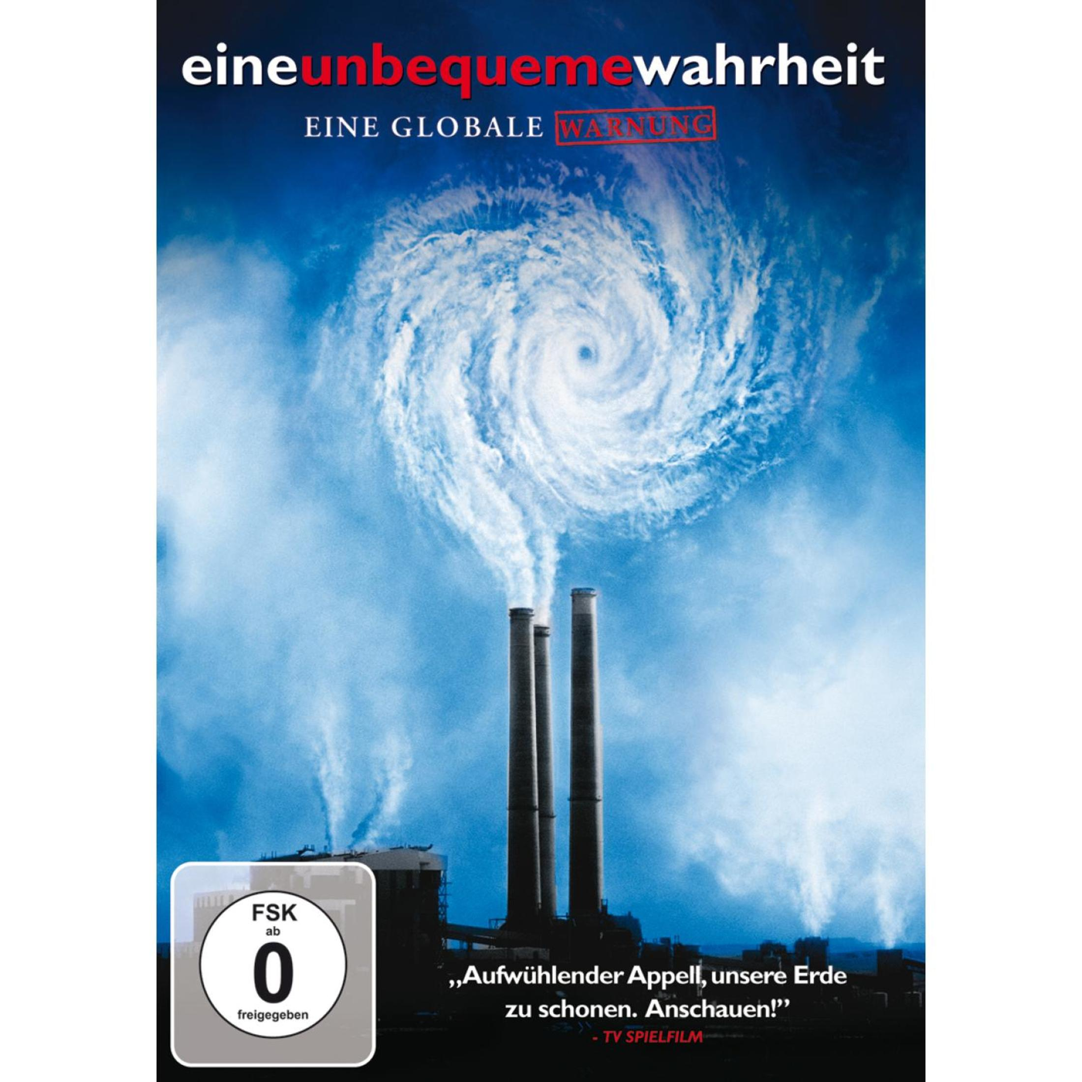 Filmcover mit einem Tornado über Schornsteinen. Text: 'Eine unbequeme Wahrheit'.