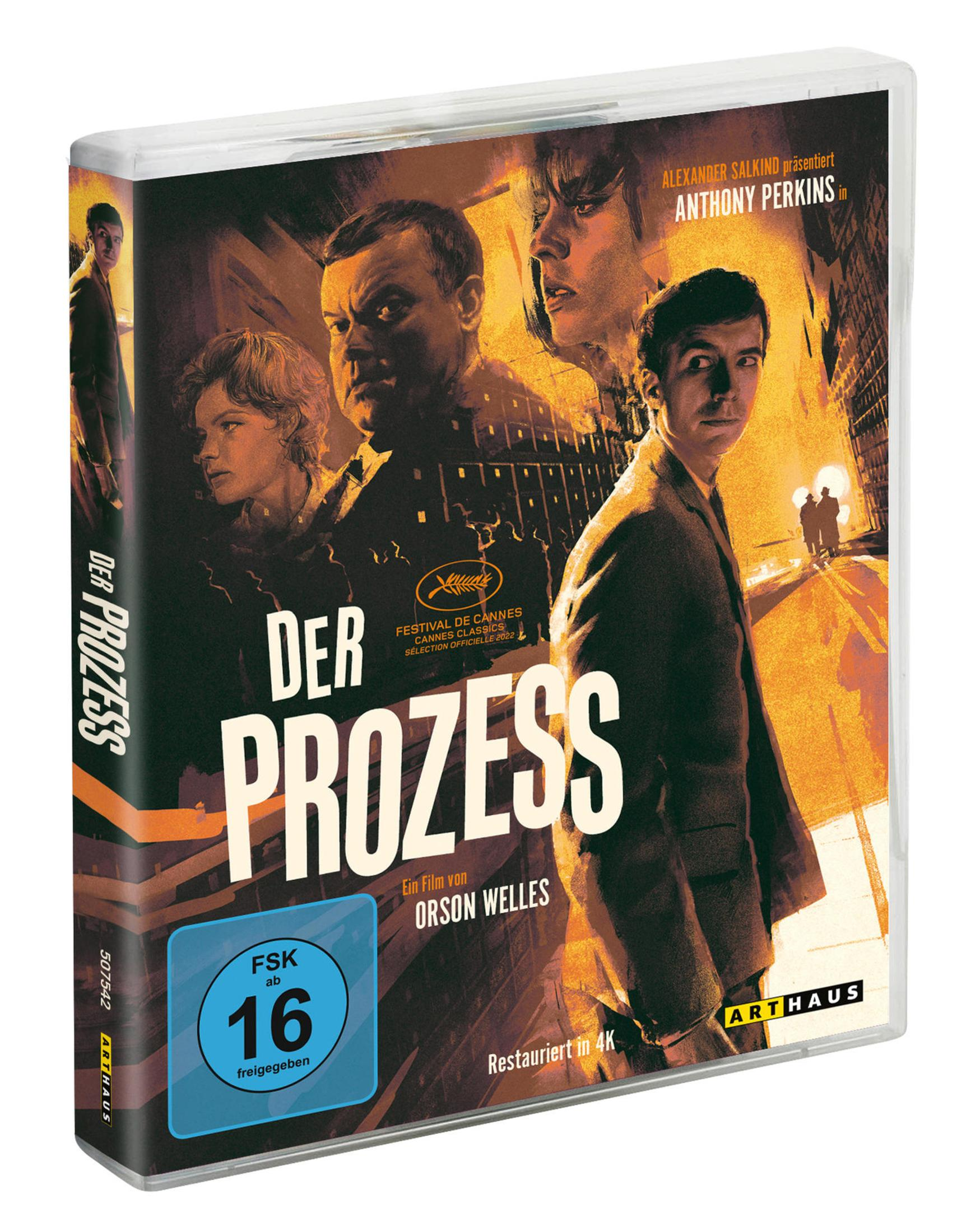 DVD-Cover mit einem Mann, der einen anderen Mann ansieht, mit Text: DER PROZESS und einem Filmlogo.
