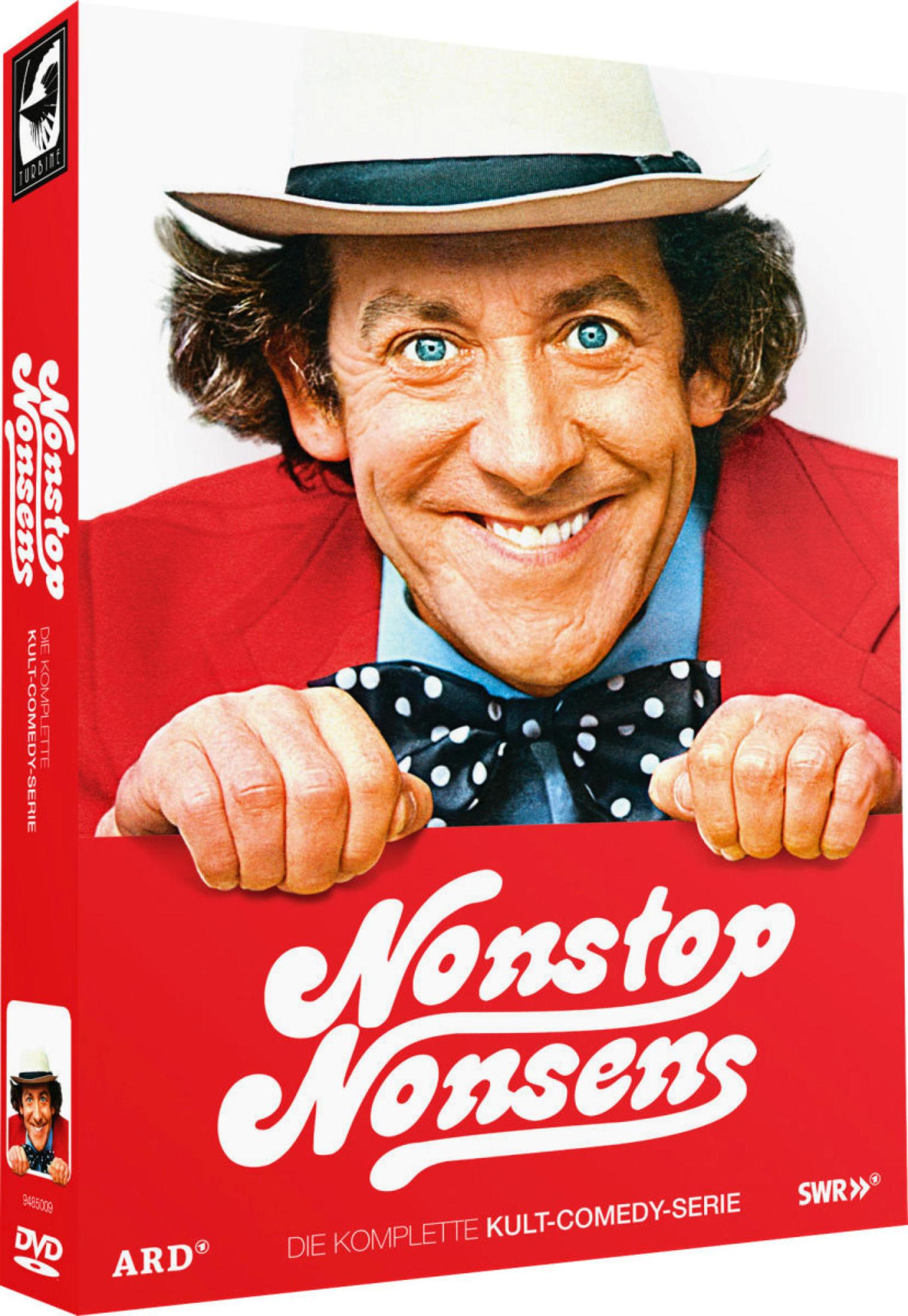 Box-Set von Nonstop Nonsense. Ein Mann in roter Jacke und Fliege ist auf dem Cover.