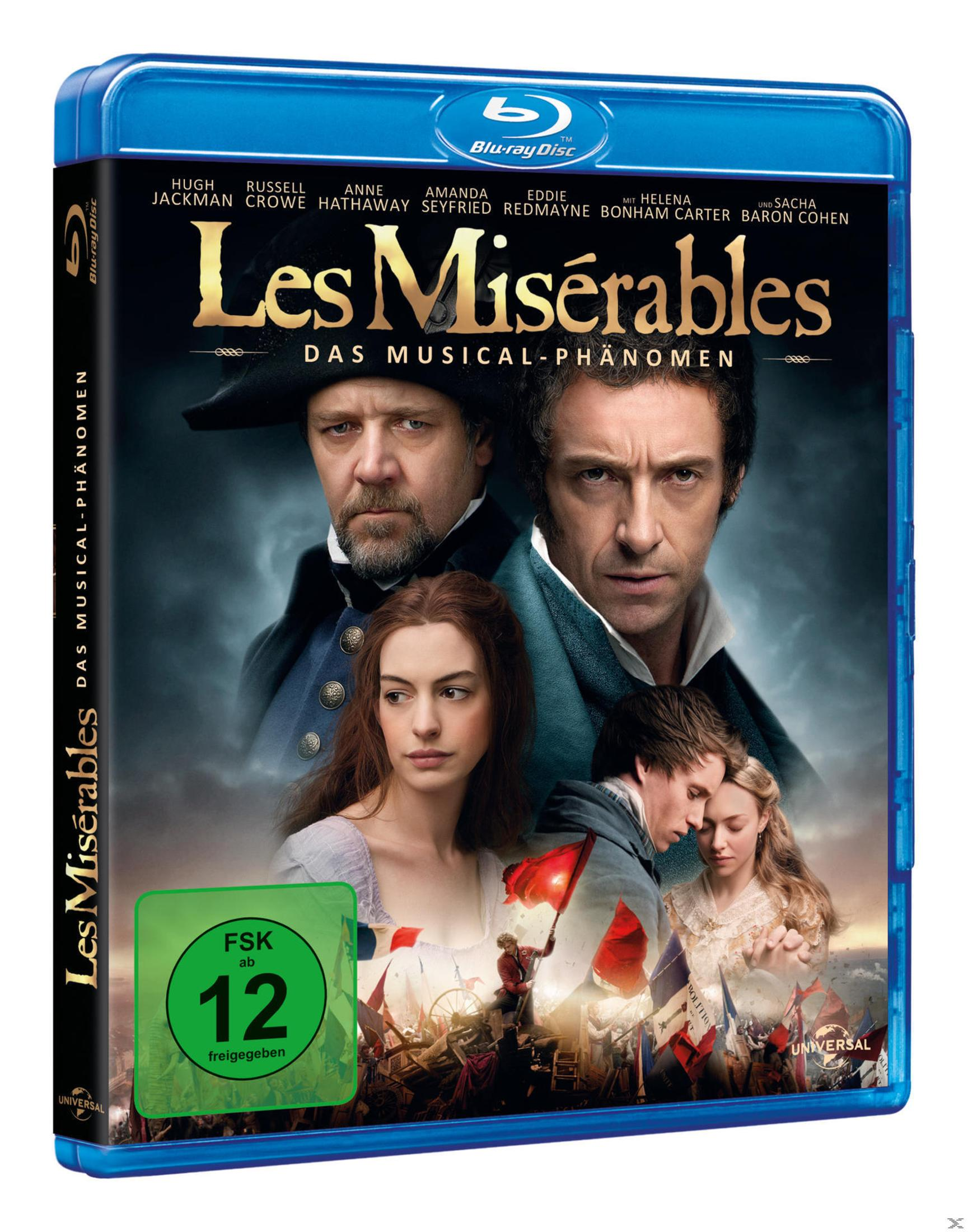 Blu-ray-Cover von 'Les Misérables' mit den Schauspielern Hugh Jackman, Russell Crowe und Anne Hathaway.