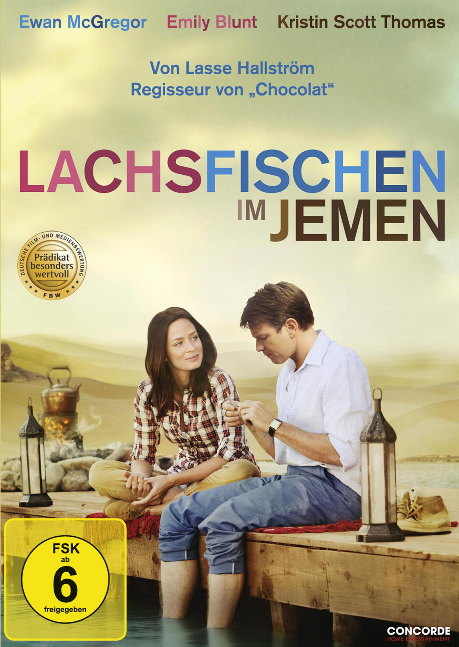 Blu-ray-Cover von „Lachsfischen im Jemen“ mit Ewan McGregor und Emily Blunt.
