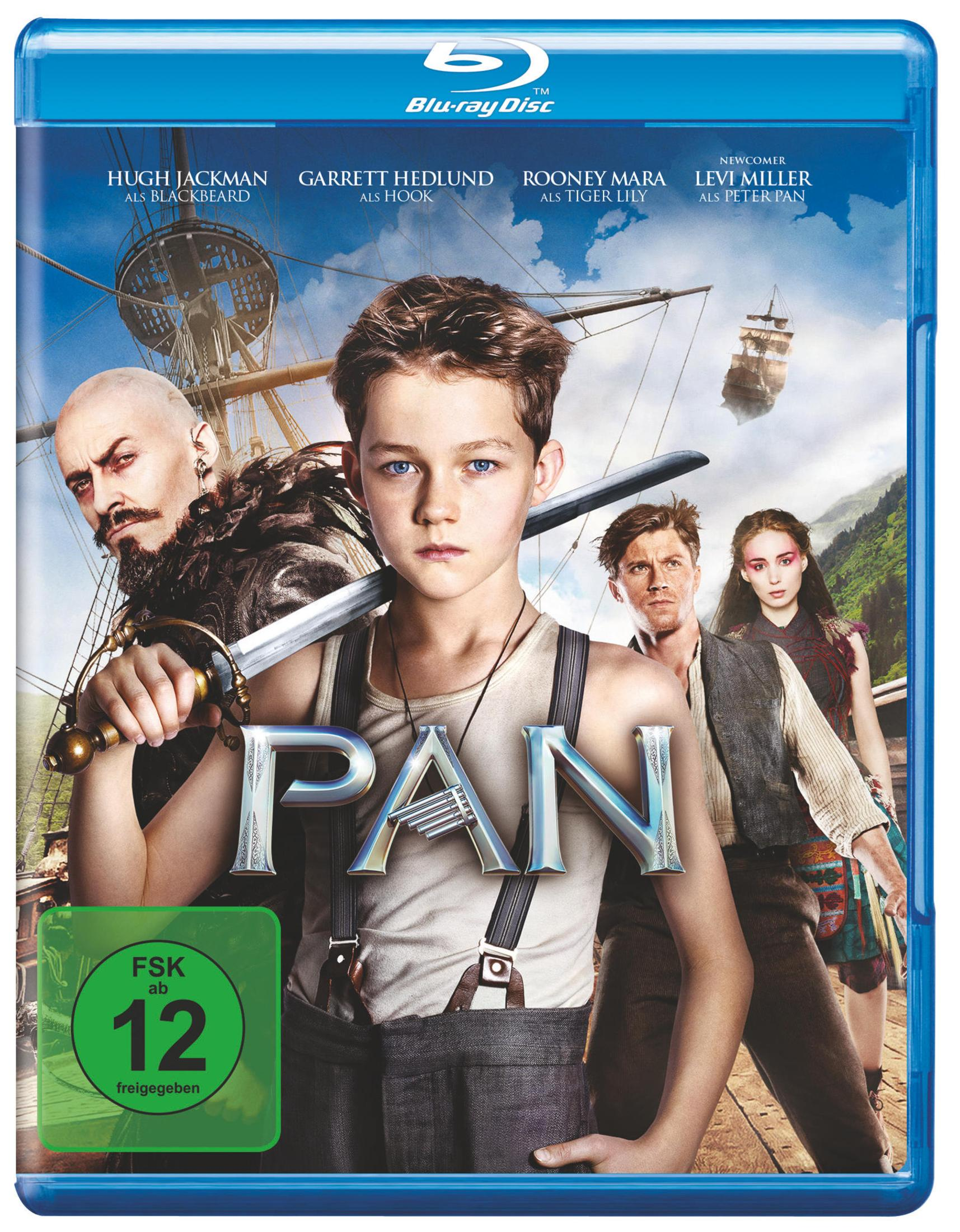 DVD-Cover, Peter Pan und andere Charaktere. Blauer Umschlag mit Text.