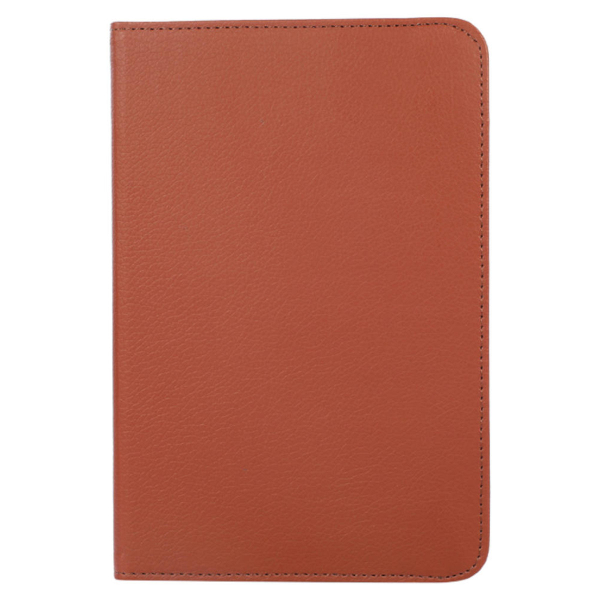 Una cubierta marrón similar al cuero, probablemente para un cuaderno o un libro pequeño, con bordes cosidos.