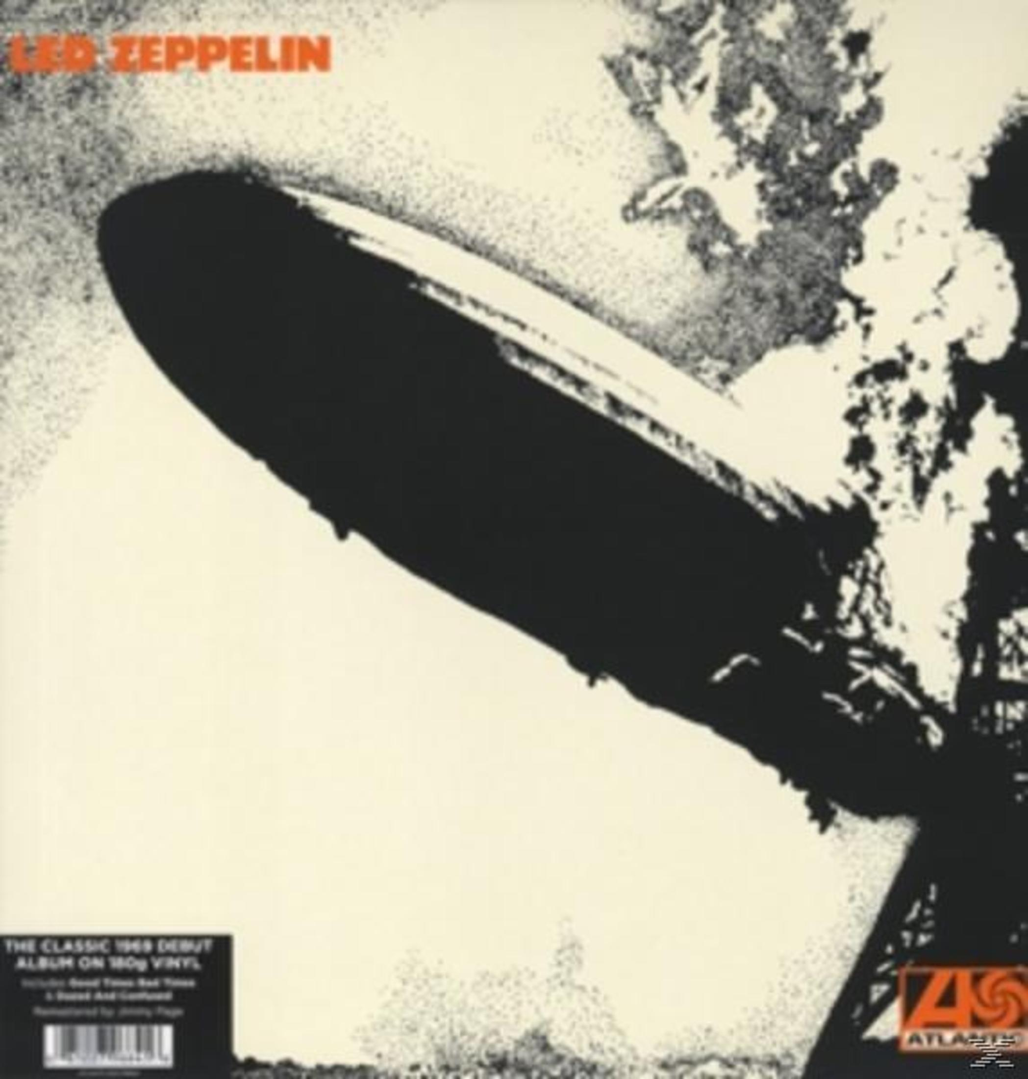 Copertina dell'album Zeppelin. Zeppelin nero su sfondo chiaro. Testo: Led Zeppelin.