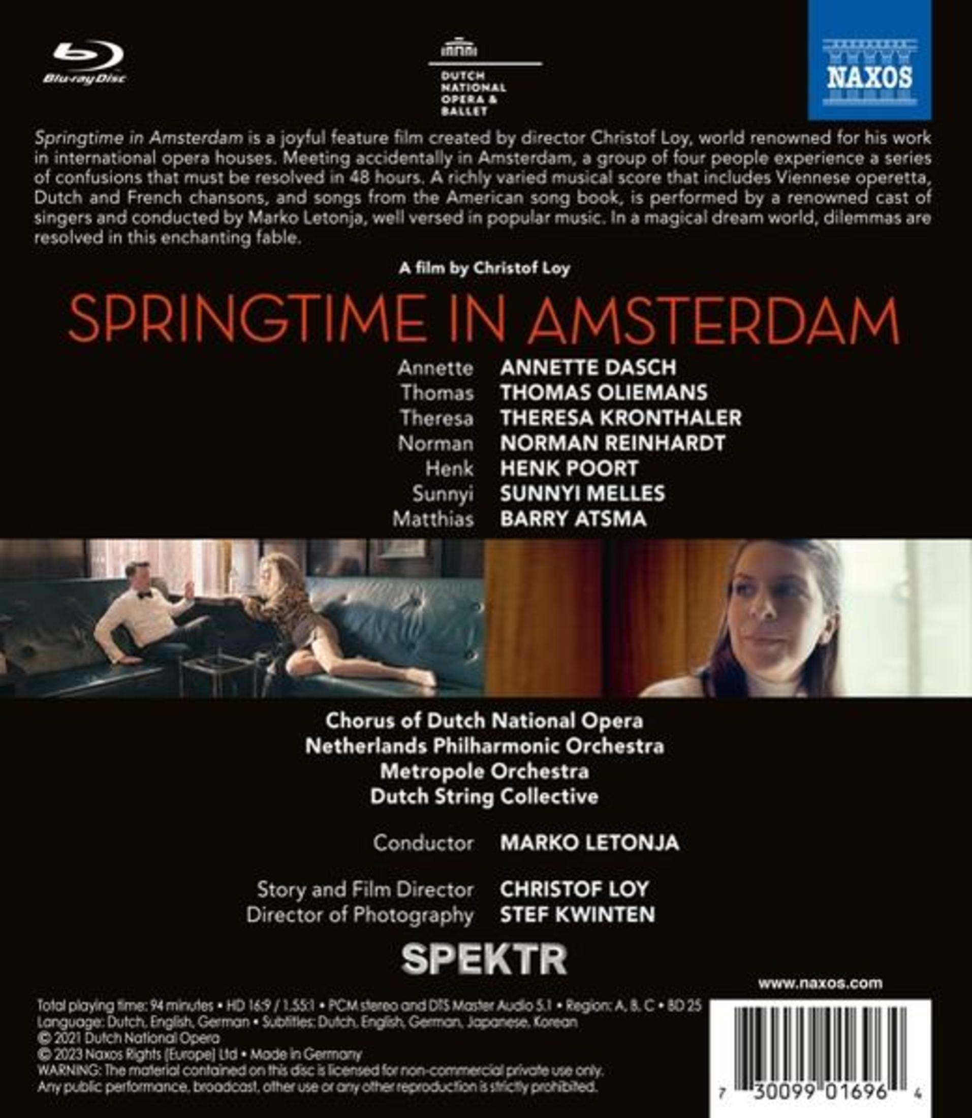 Album cover showing text and people. Includes title, cast, and orchestra details. Features a blue background.