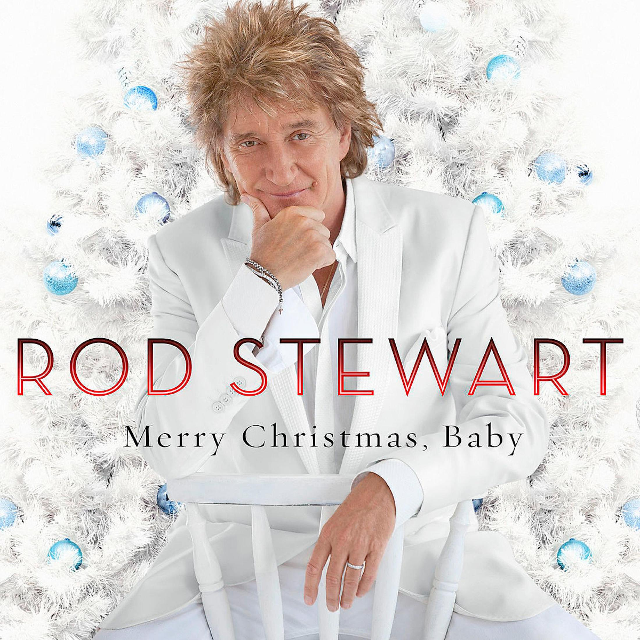 Pochette de l'album de Rod Stewart. Rod Stewart en costume blanc, avec un fond d'arbre blanc.