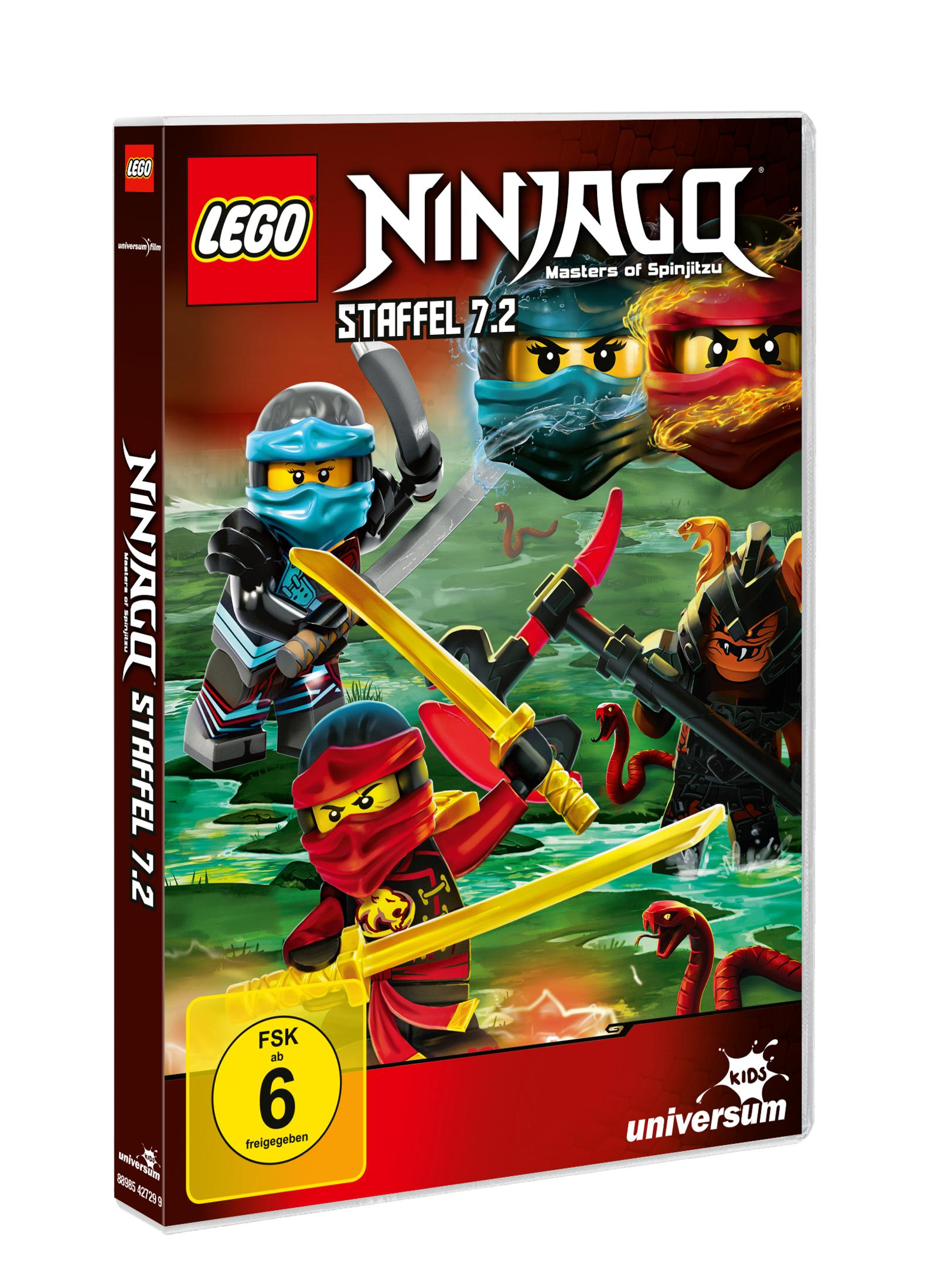 DVD-Hülle von Lego Ninjago Staffel 7.2 mit Ninjas und Schlangen im Dschungel.