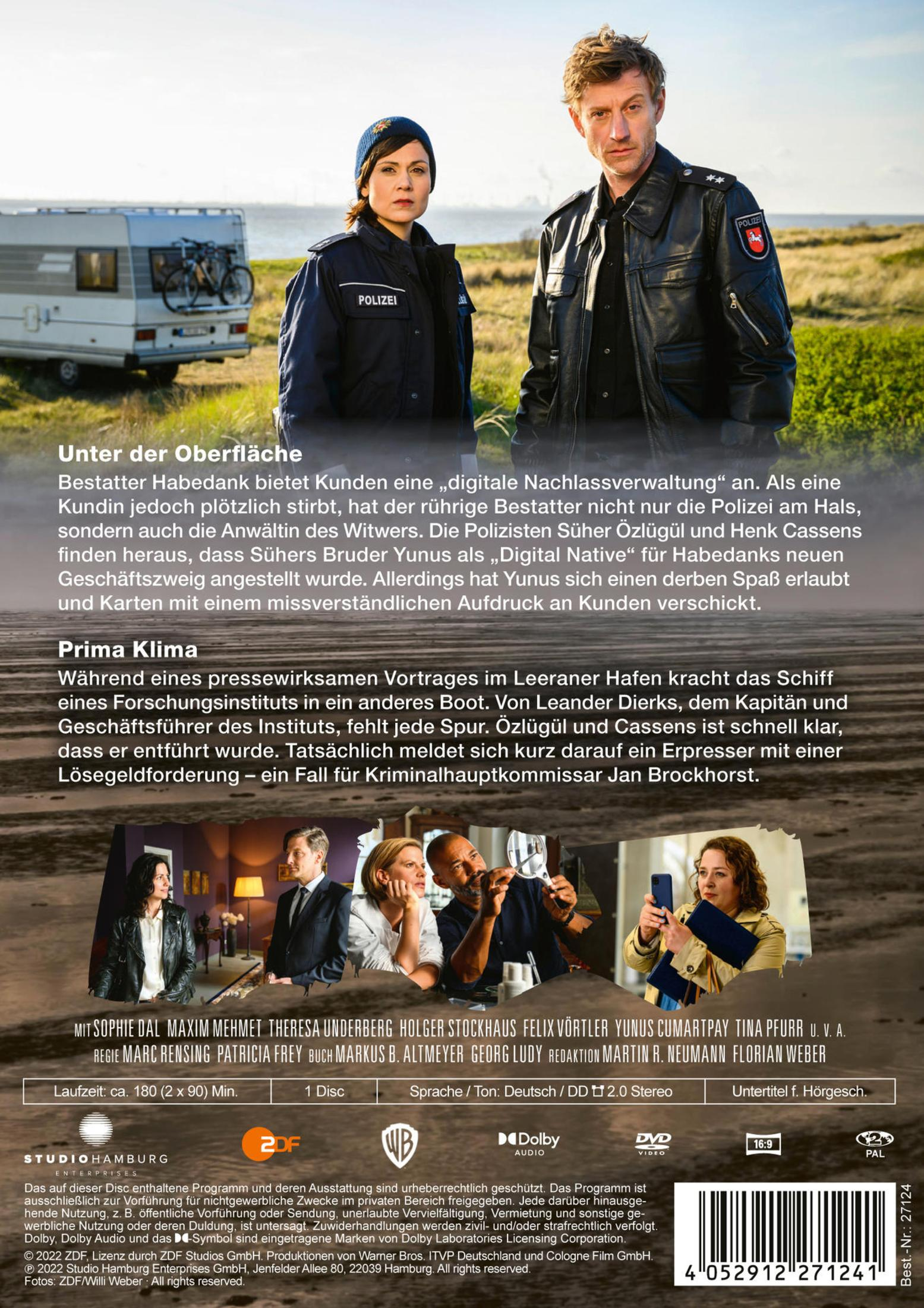 DVD-Cover mit zwei Polizisten oben, Filmszenen in der Mitte, Text und Barcode unten.