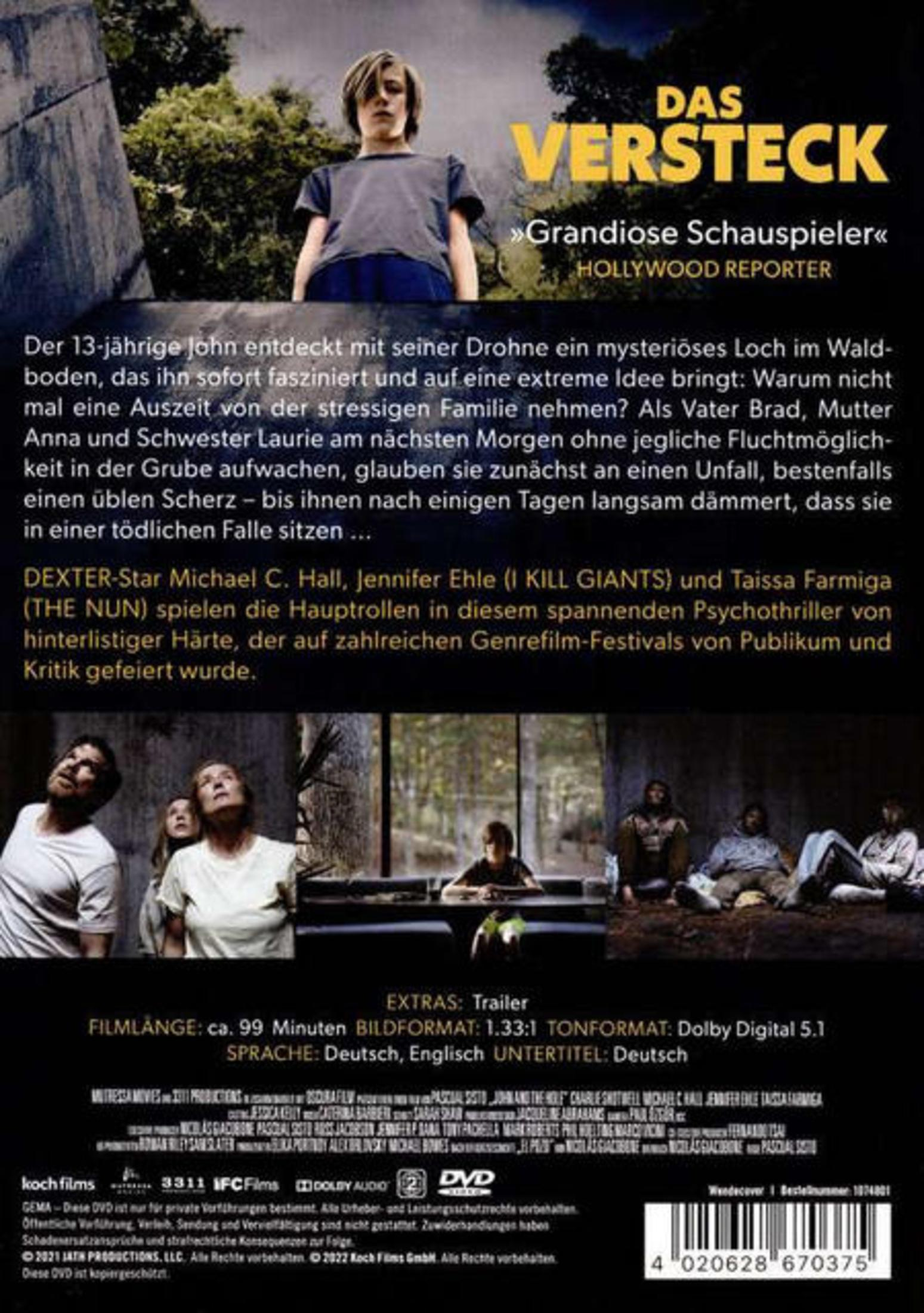 Filmplakat: Ein Junge steht, darunter der Titel "Das Versteck" und Besetzungsinfo.