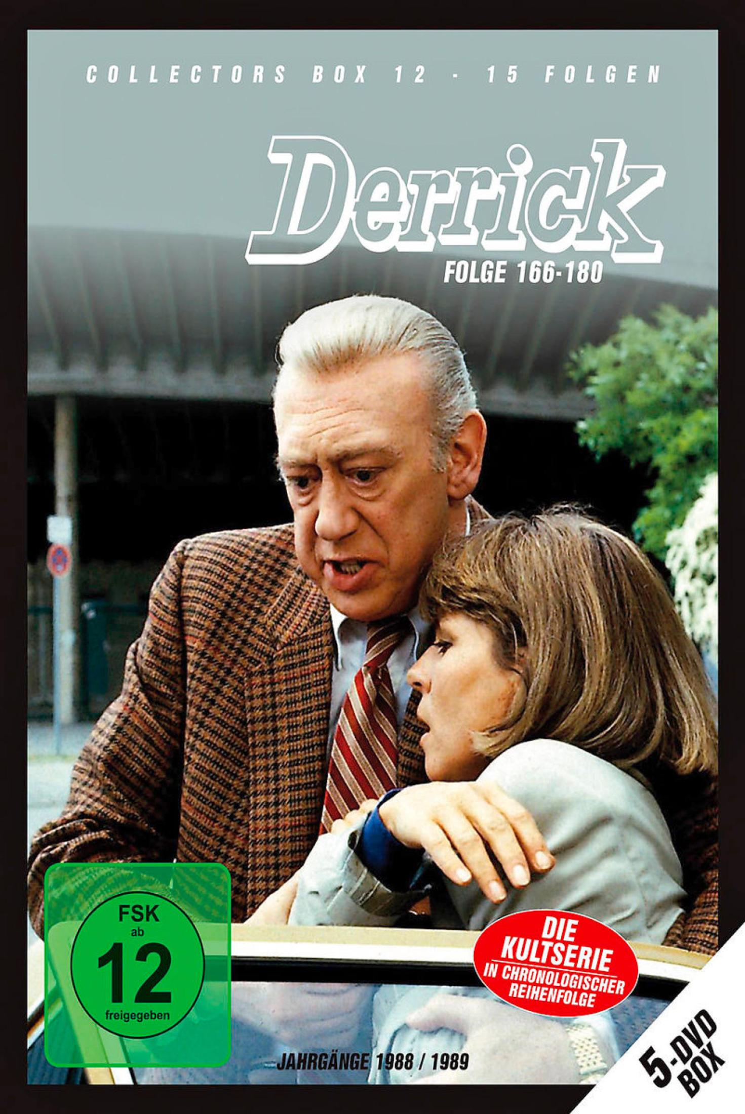 DVD-Cover von Derrick mit einem Mann und einer Frau, die besorgt wirken.