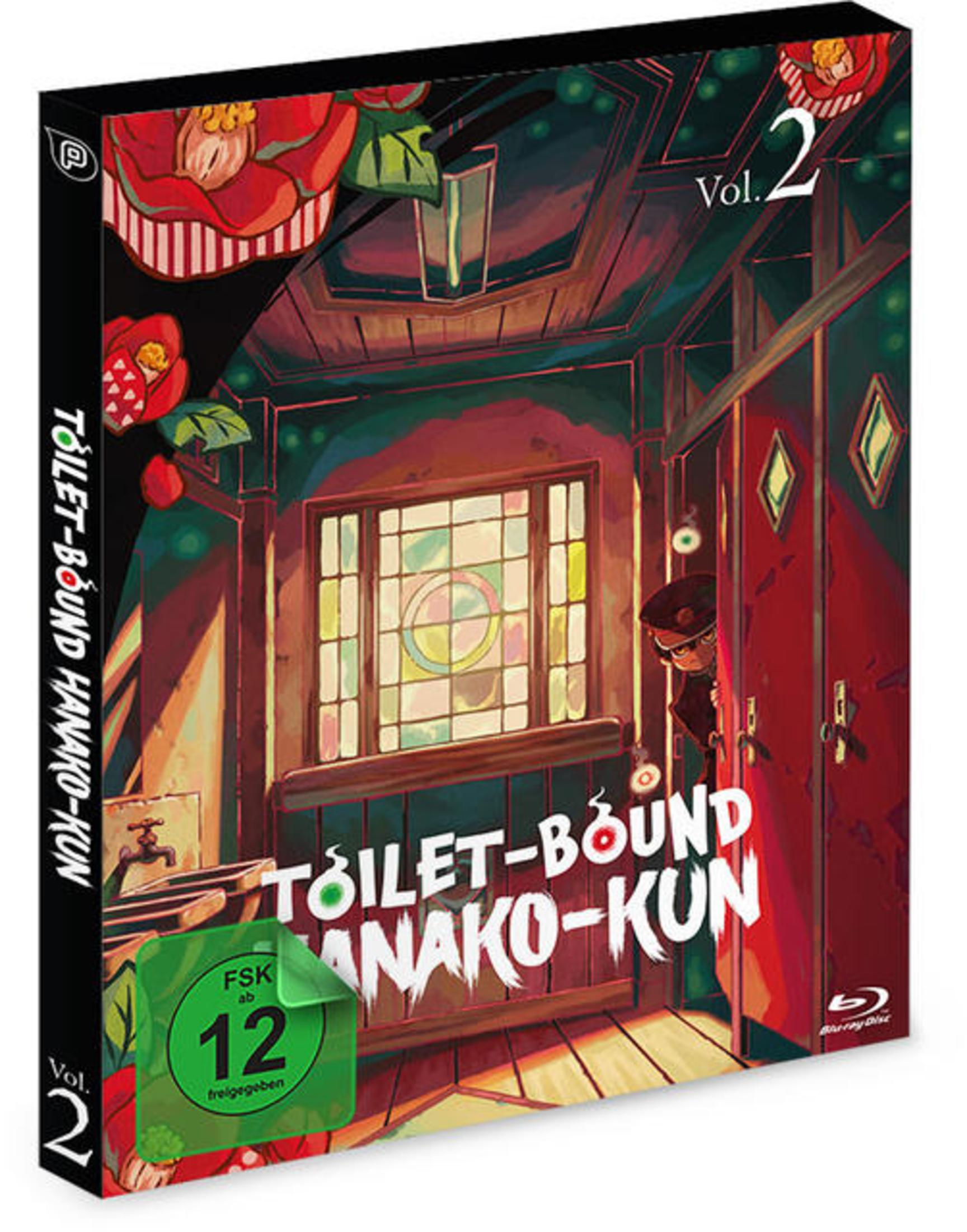 Cover von Toilet-Bound Hanako-Kun Vol. 2, mit einem Jungen, der hinter einer Tür hervorlugt.