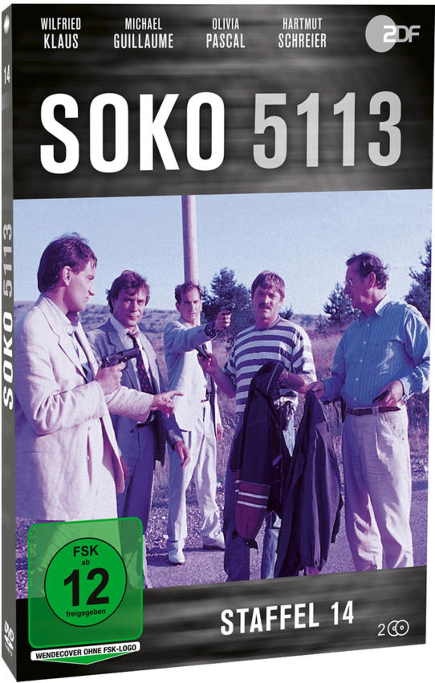 DVD-Cover von SOKO 5113 Staffel 14 mit fünf Männern im Freien.