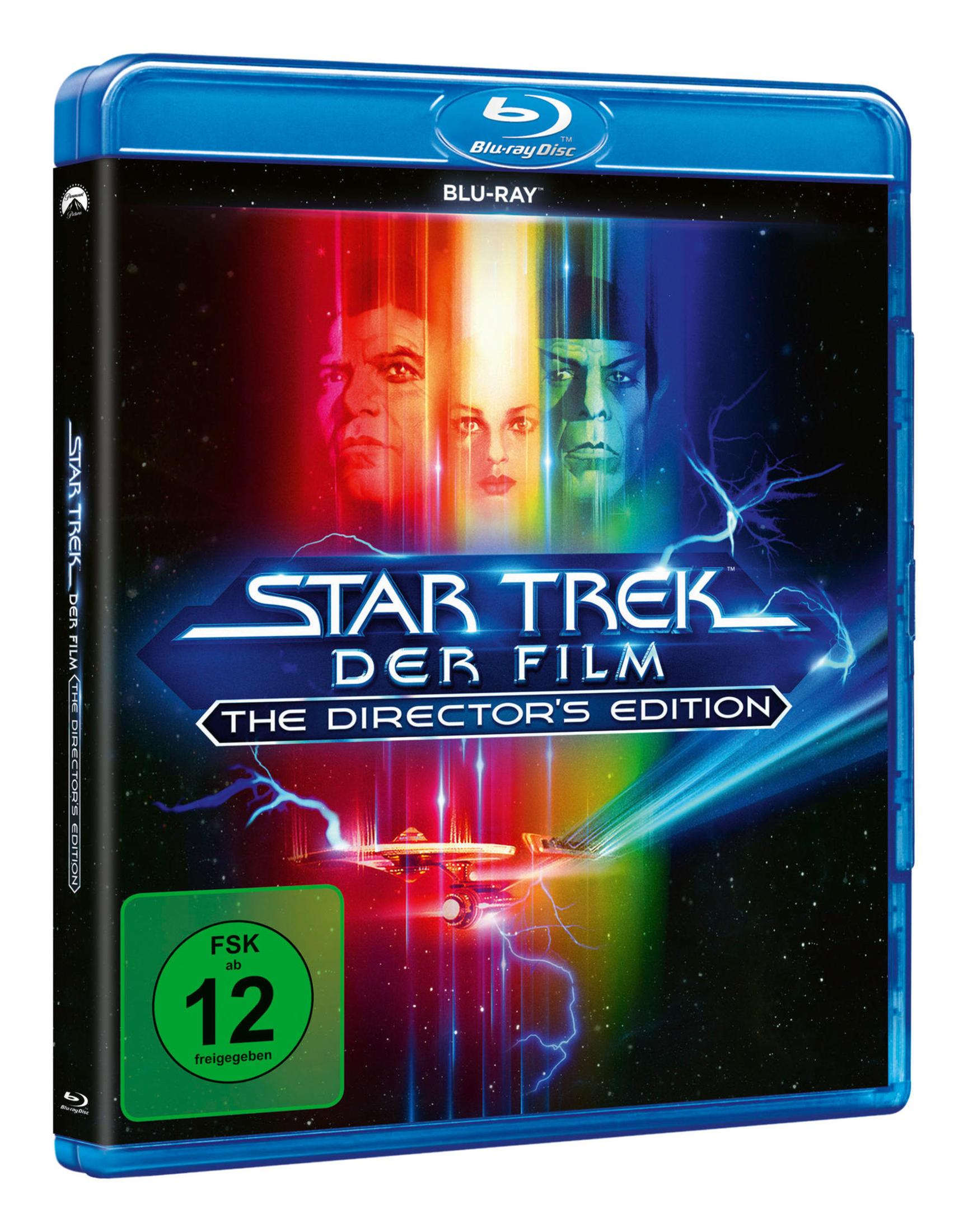 Star Trek Der Film Blu-ray Hülle mit farbenfrohen Charakteren, Raumschiff und FSK 12 Logo.