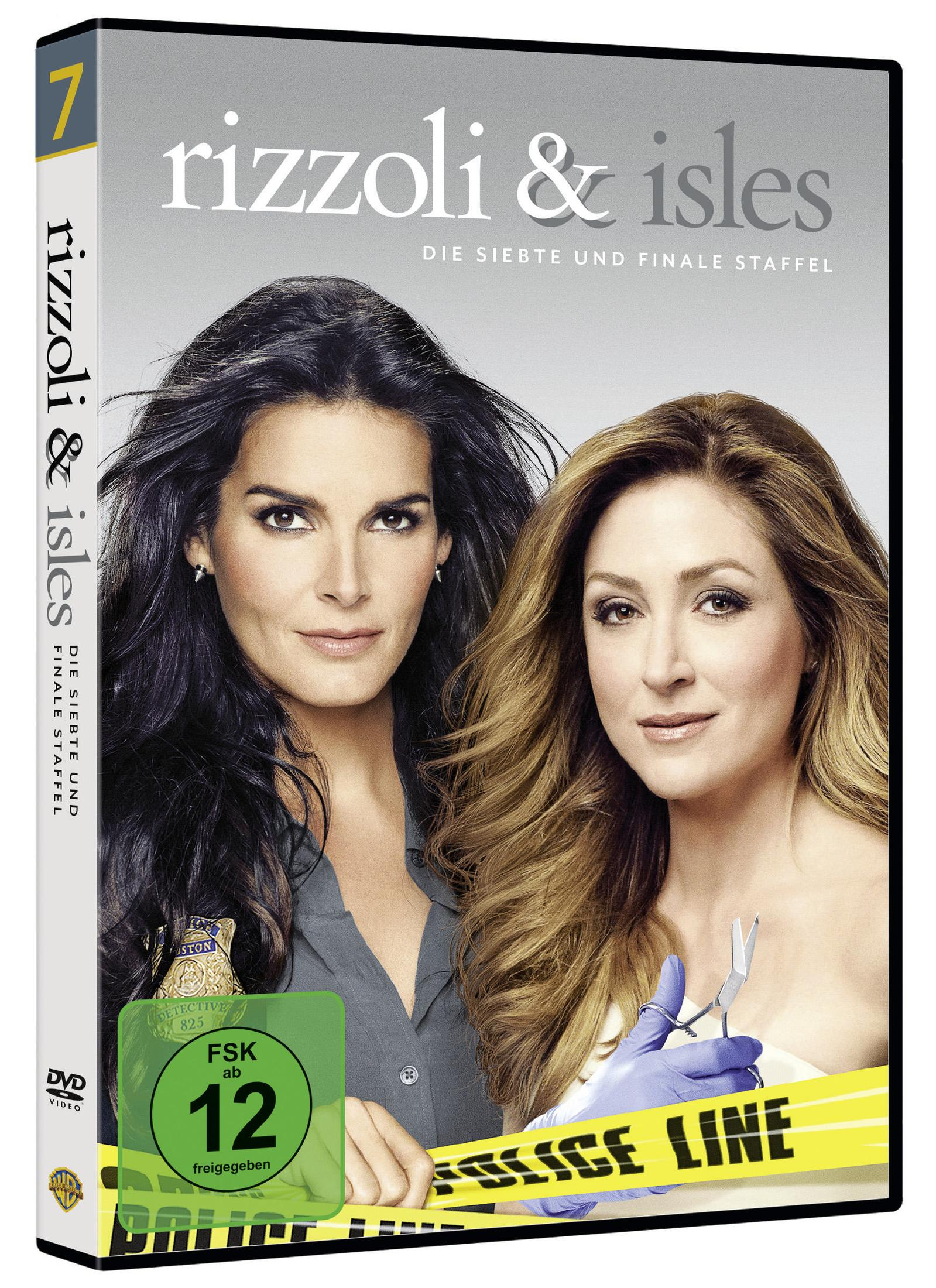 DVD-Cover der siebten und finalen Staffel von Rizzoli & Isles mit den Hauptdarstellerinnen.