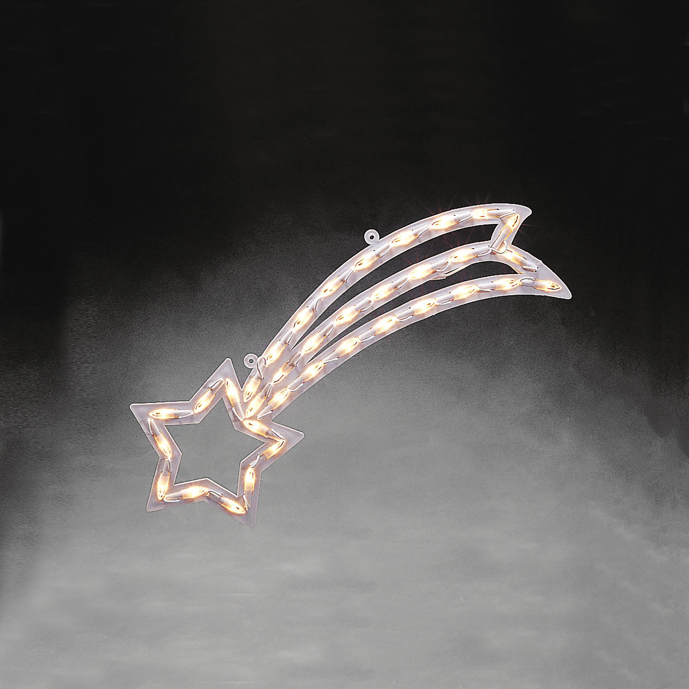 Una decorazione a stella cadente. Ha una stella e tre linee luminose.