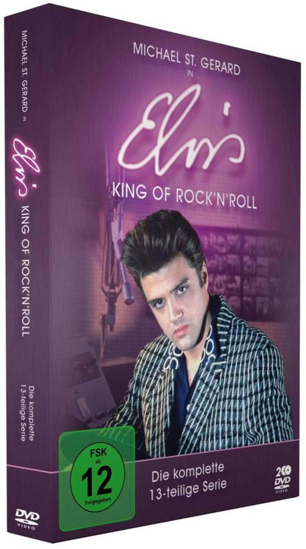 DVD-Cover mit Michael St. Gerard als Elvis in einer purpurroten Szene mit FSK-12-Logo.