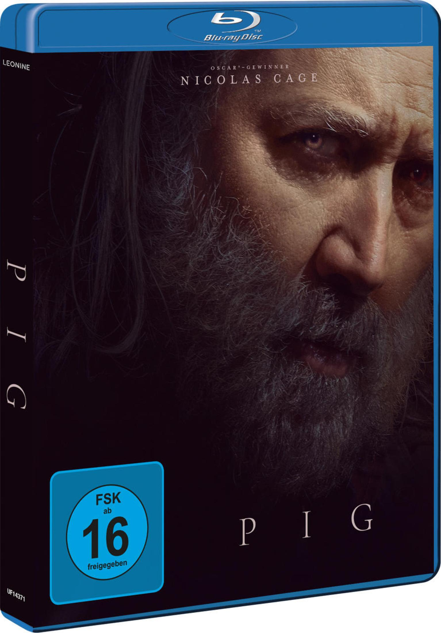 Blu-ray-Hülle des Films Pig mit Nicolas Cage und einer USK-16-Altersfreigabe.