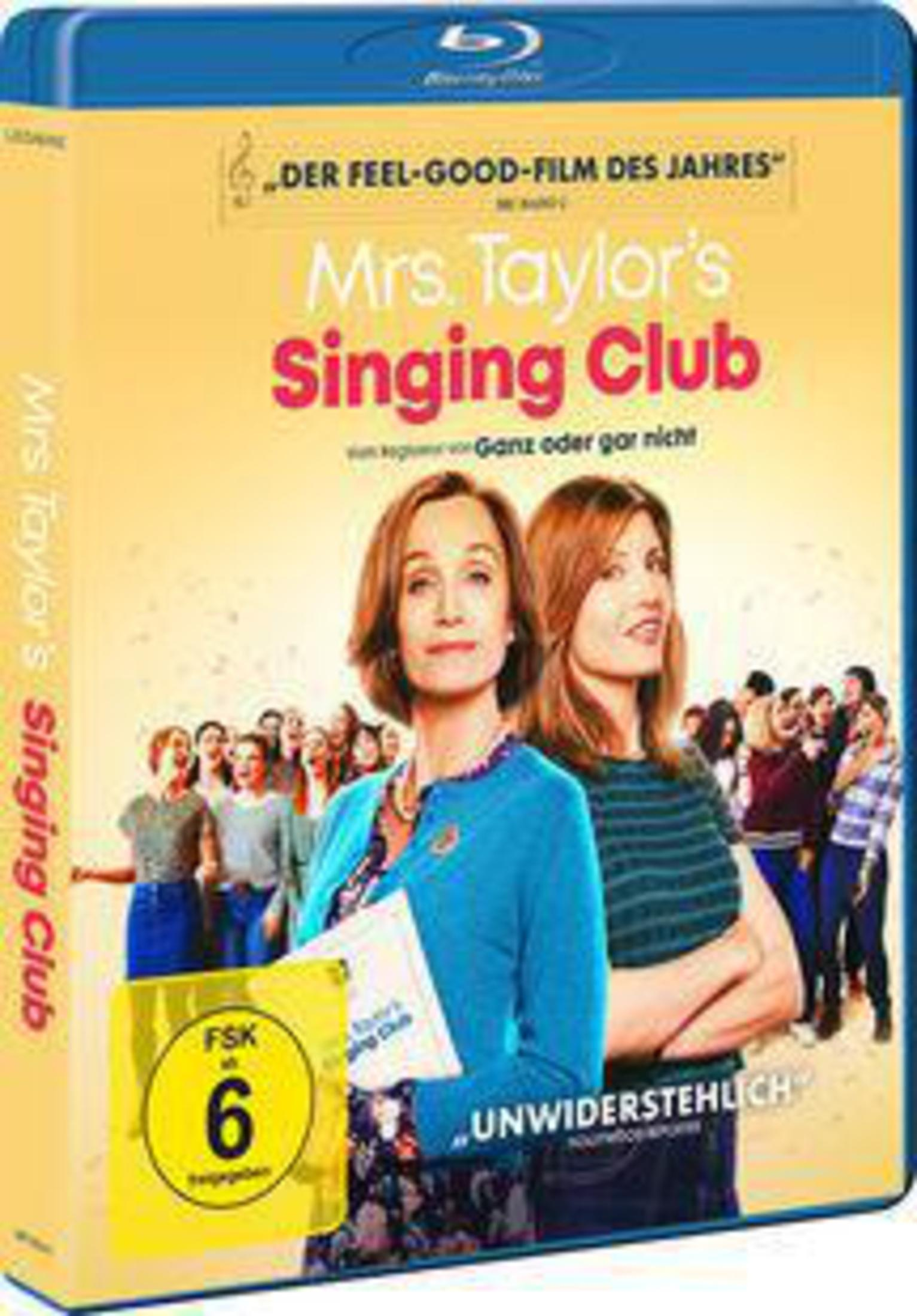 DVD-Cover von 'Mrs. Taylor's Singing Club', zwei Frauen vor einer Menschenmenge. Gelb- und Blautöne dominieren.