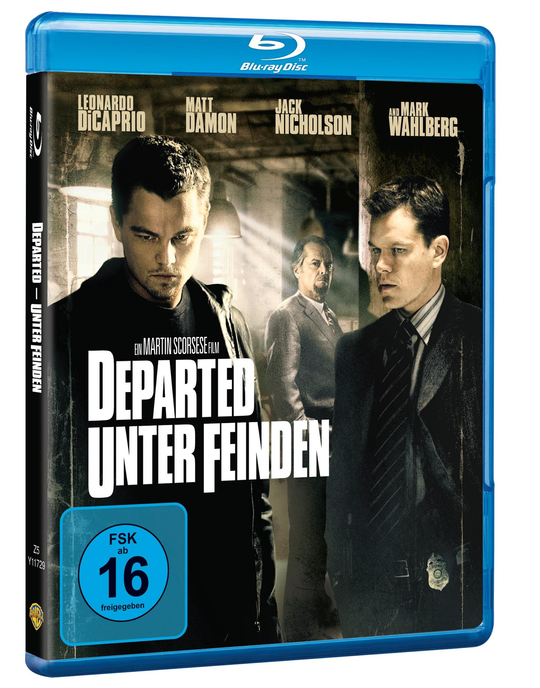 DVD-Cover des Films 'Departed'. Schauspieler Leonardo DiCaprio, Matt Damon, Jack Nicholson und Mark Wahlberg.