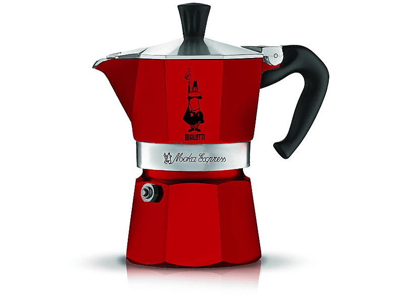 BIALETTI 4942 MOKA EXPRESS RED3 TASSEN Espressokocher Rot/Silber