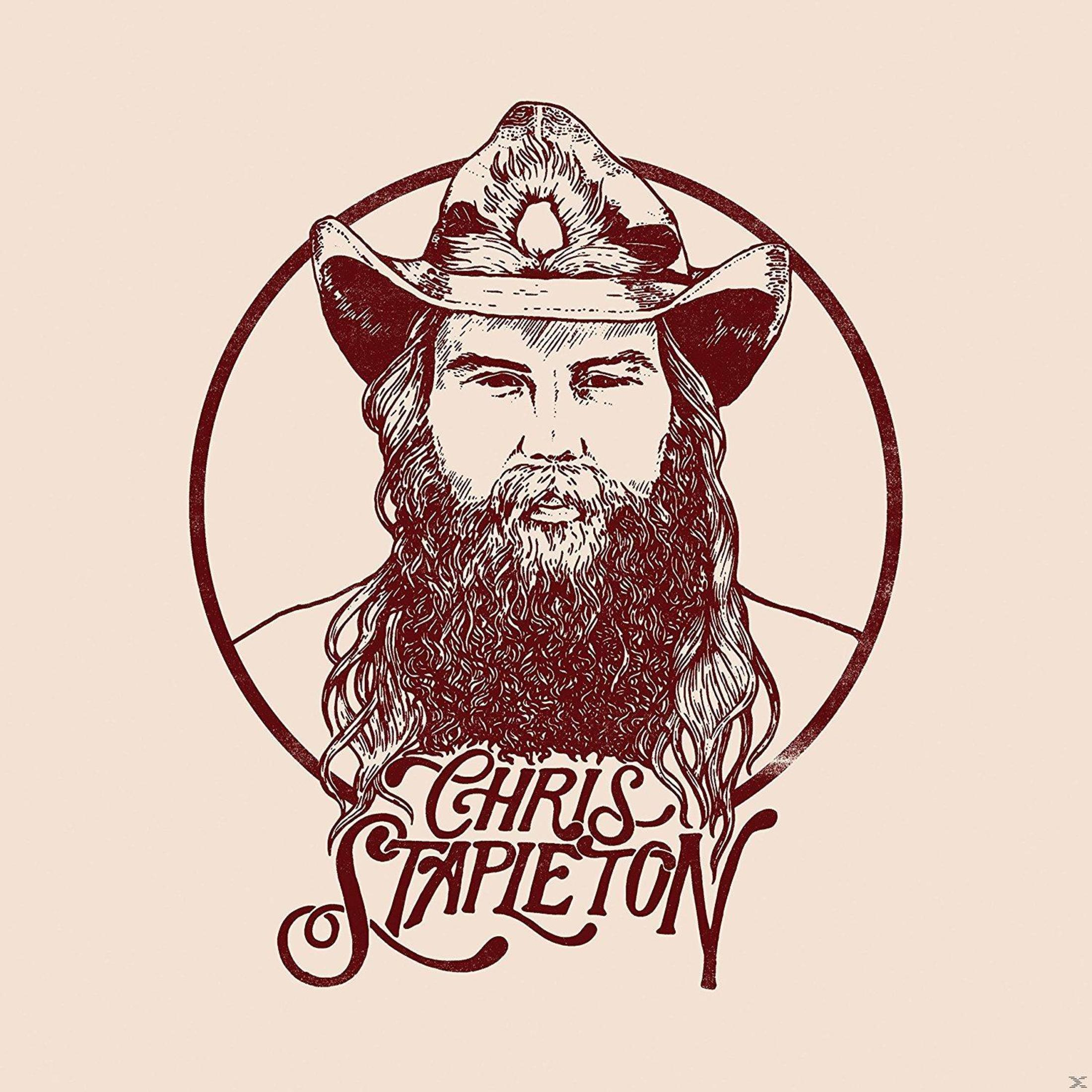 Illustration of Chris Stapleton in a cowboy hat, with a beard and his name below.