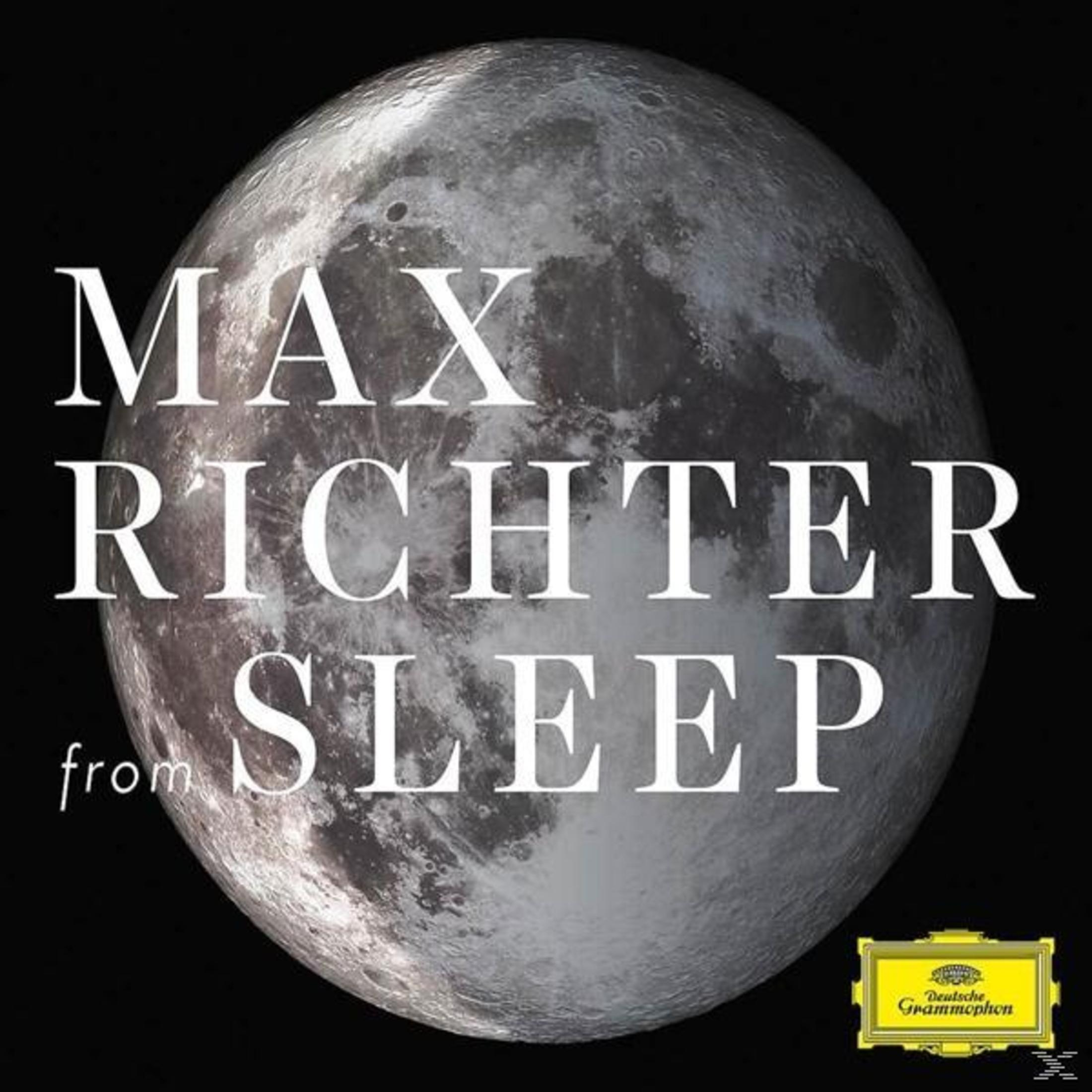 Albumhoes. Een maan met de tekst 'MAX RICHTER SLEEP'. Een geel Deutsche Grammophon-logo staat in de hoek.