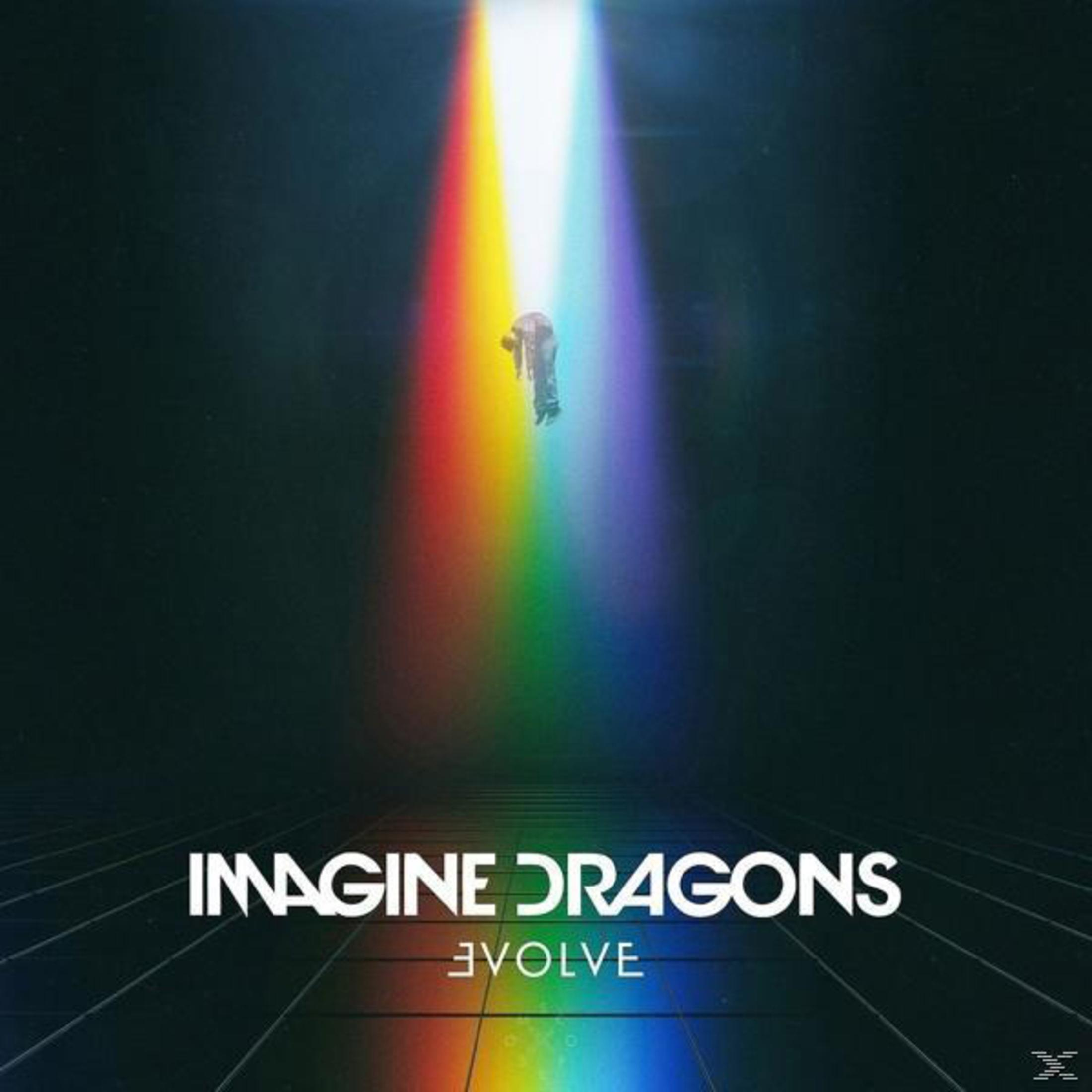 Copertina dell'album. Una persona che cade verso un arcobaleno su sfondo scuro, con il testo Imagine Dragons.