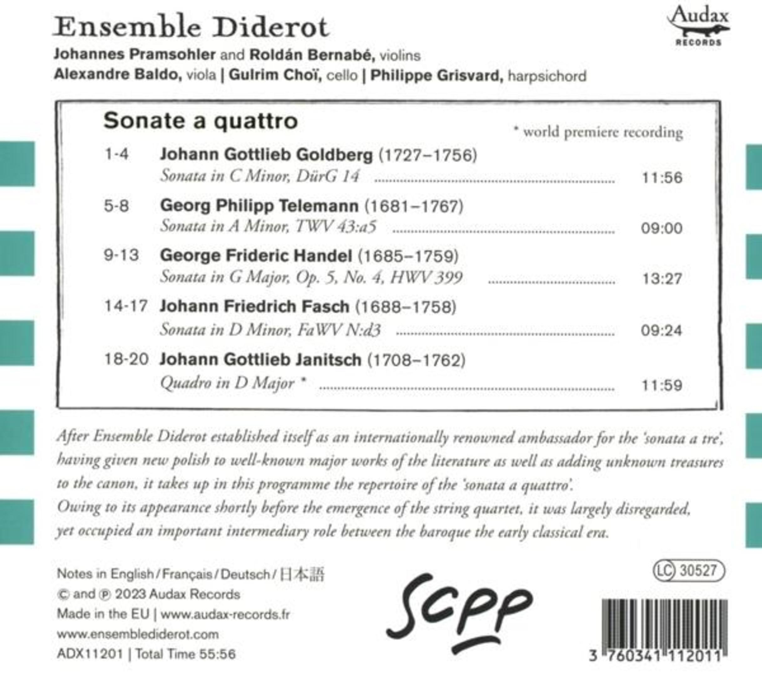 Copertina dell'album: Testo che elenca musica strumentale, con un elenco di brani e crediti.