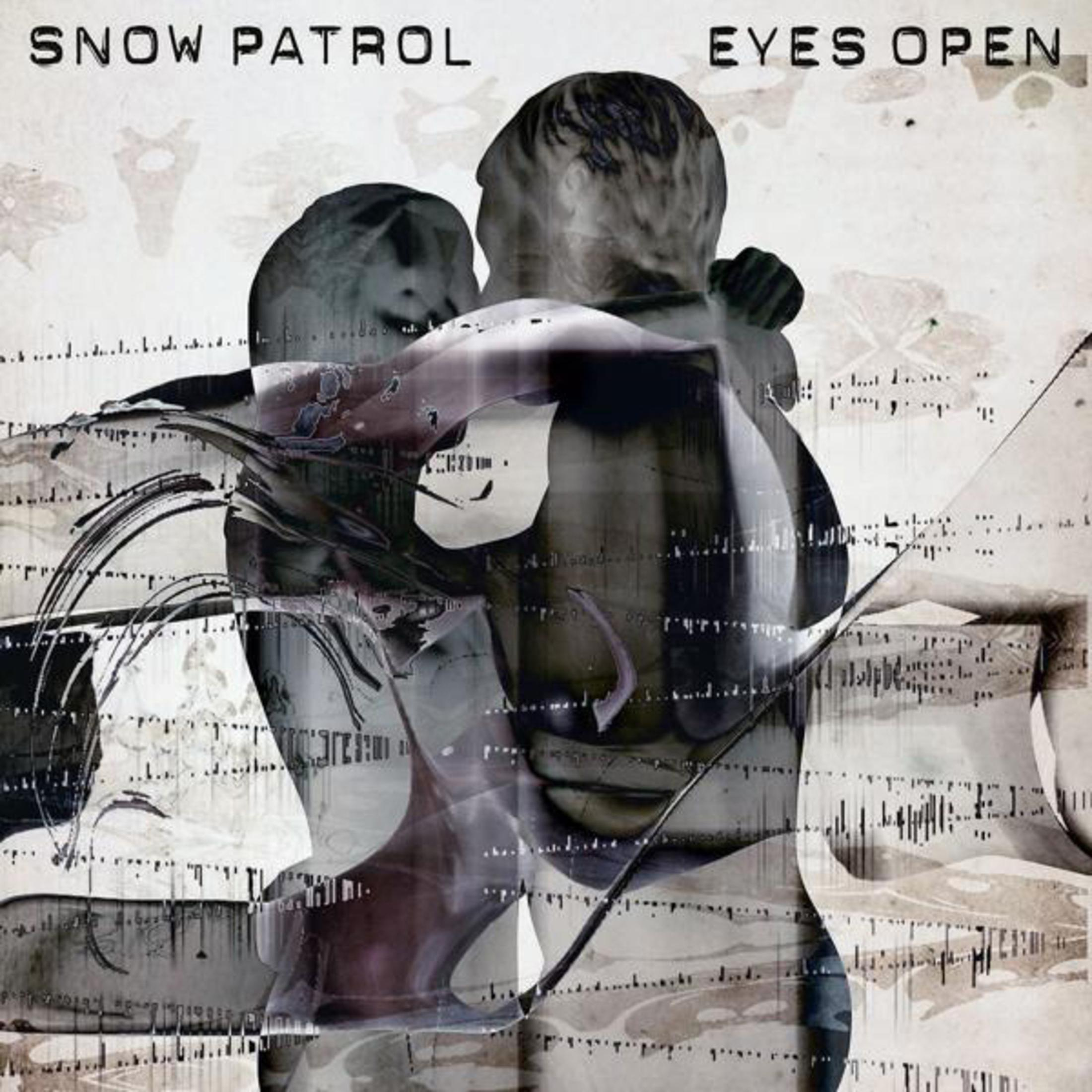 Albumhoes: Twee figuren omarmen elkaar. Titel: Snow Patrol - Eyes Open.