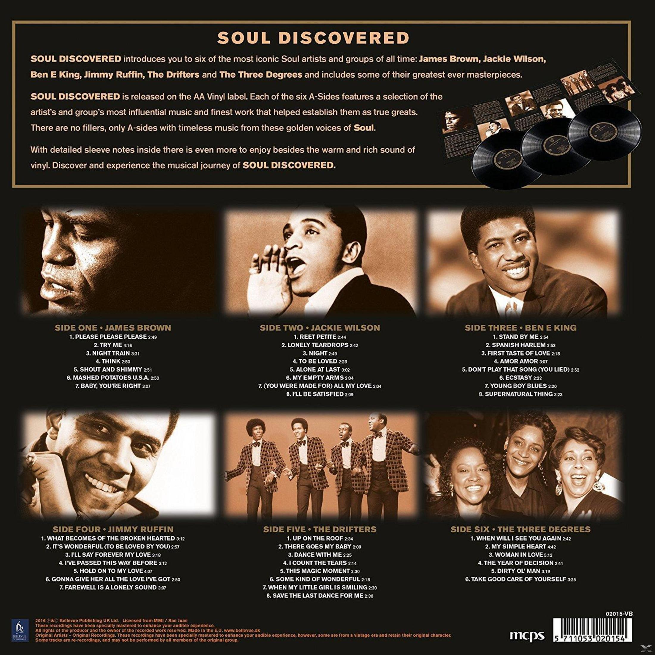 Album cover with photos of James Brown, Jackie Wilson, Ben E. King, Jimmy Ruffin, and The Drifters.