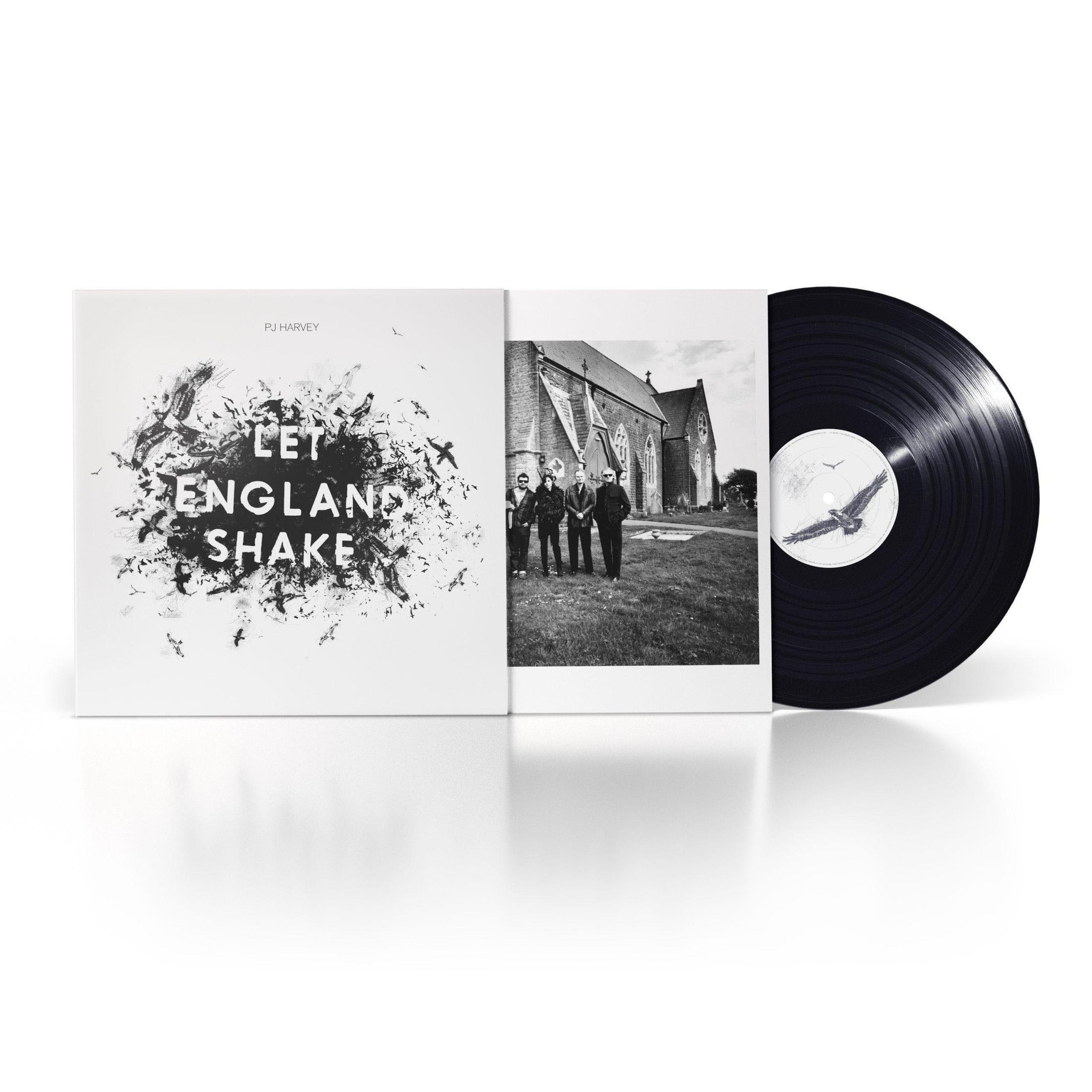 Pochette de l'album. P.J. Harvey 'Let England Shake' avec pochette. Disque vinyle sur blanc.