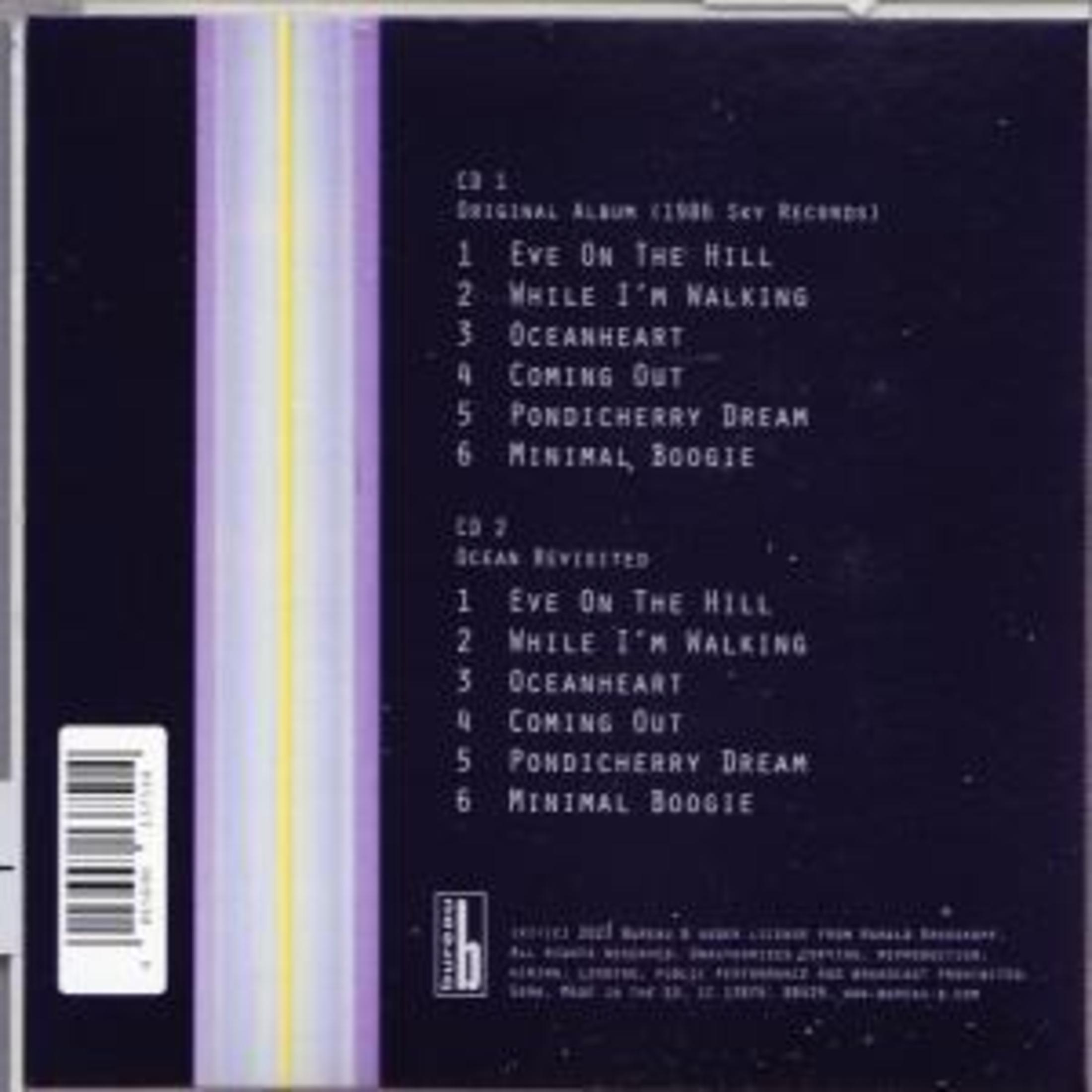 Back cover of an album with track listings and a barcode, in a dark purple hue.
