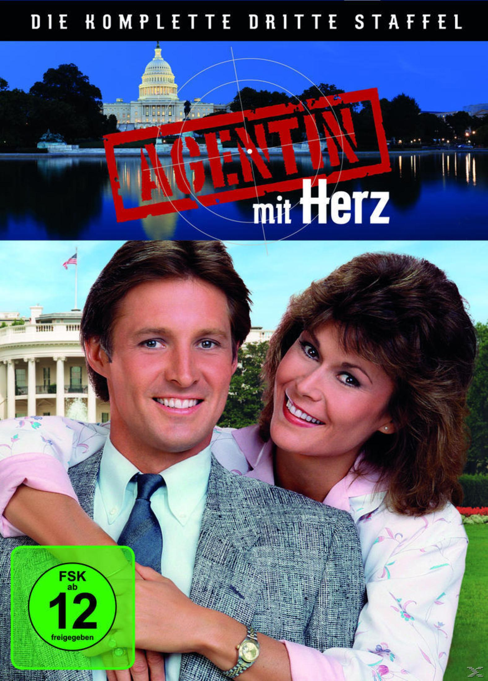 DVD-Cover der dritten Staffel von Agentin mit Herz mit den Hauptdarstellern vor dem Kapitol.