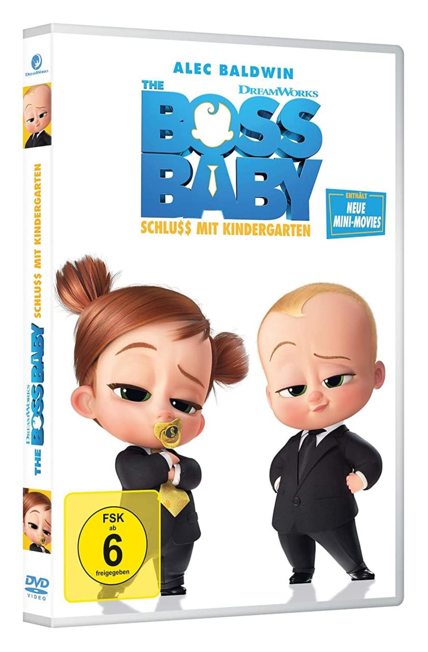 The Boss Baby DVD-Cover mit zwei süßen Babys im Anzug.