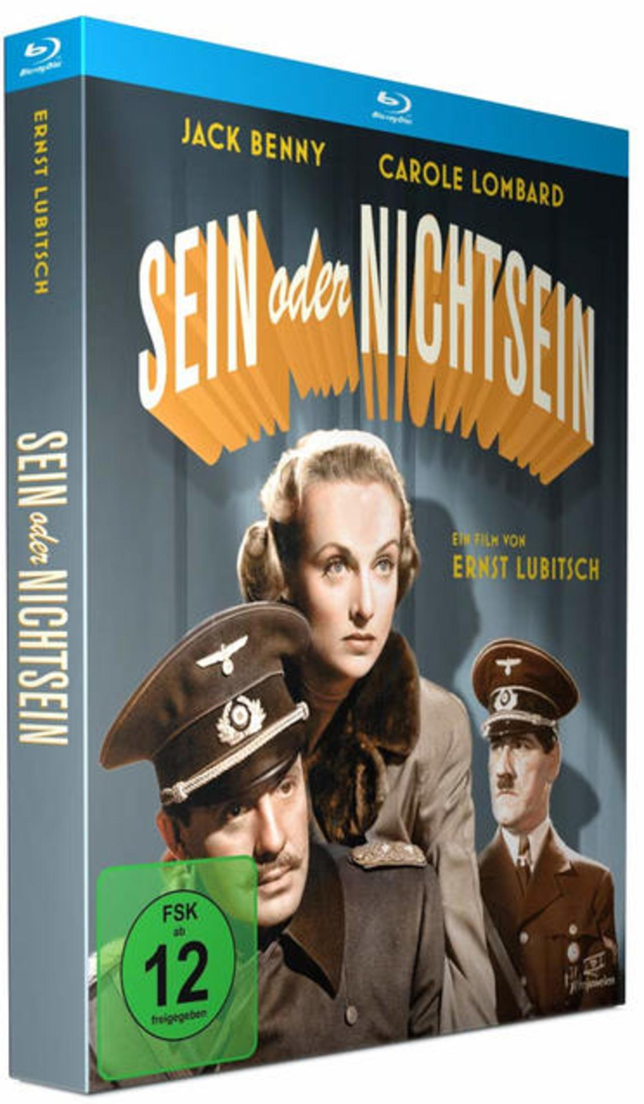Blu-ray-Hülle des Films Sein oder Nichtsein mit Jack Benny, Carole Lombard und Soldaten.