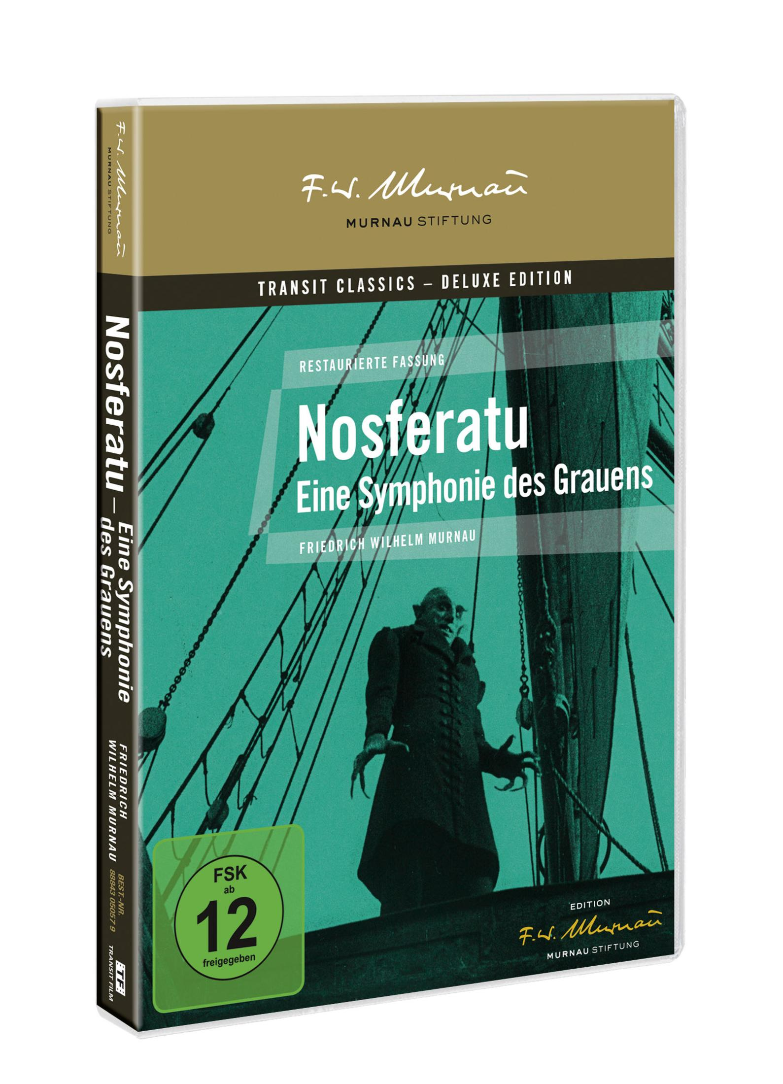 DVD-Hülle von Nosferatu mit grünem Hintergrund, Schiffsrigging und Vampirfigur.