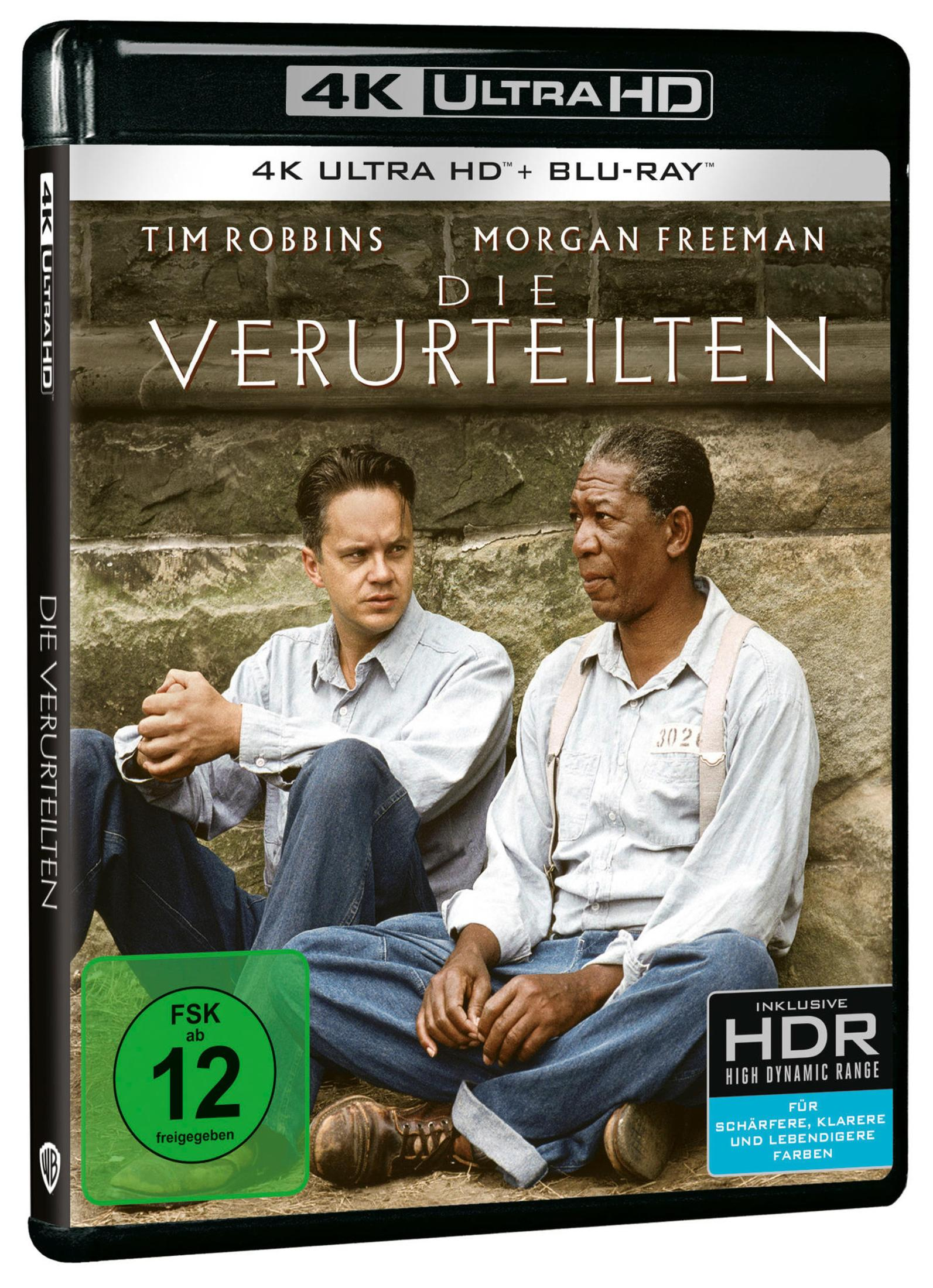 Blu-ray-Hülle des Films Die Verurteilten mit Tim Robbins und Morgan Freeman vor einer Steinmauer.