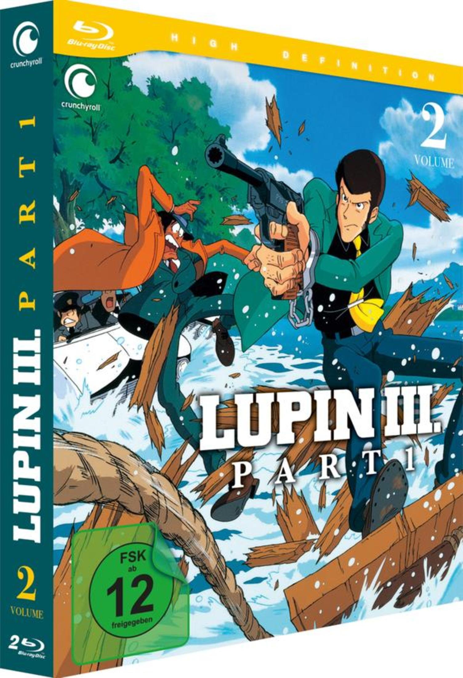 Anime Blu-ray-Cover mit einer Cartoon-Figur, die eine Waffe hält. Text: 'Lupin III'.