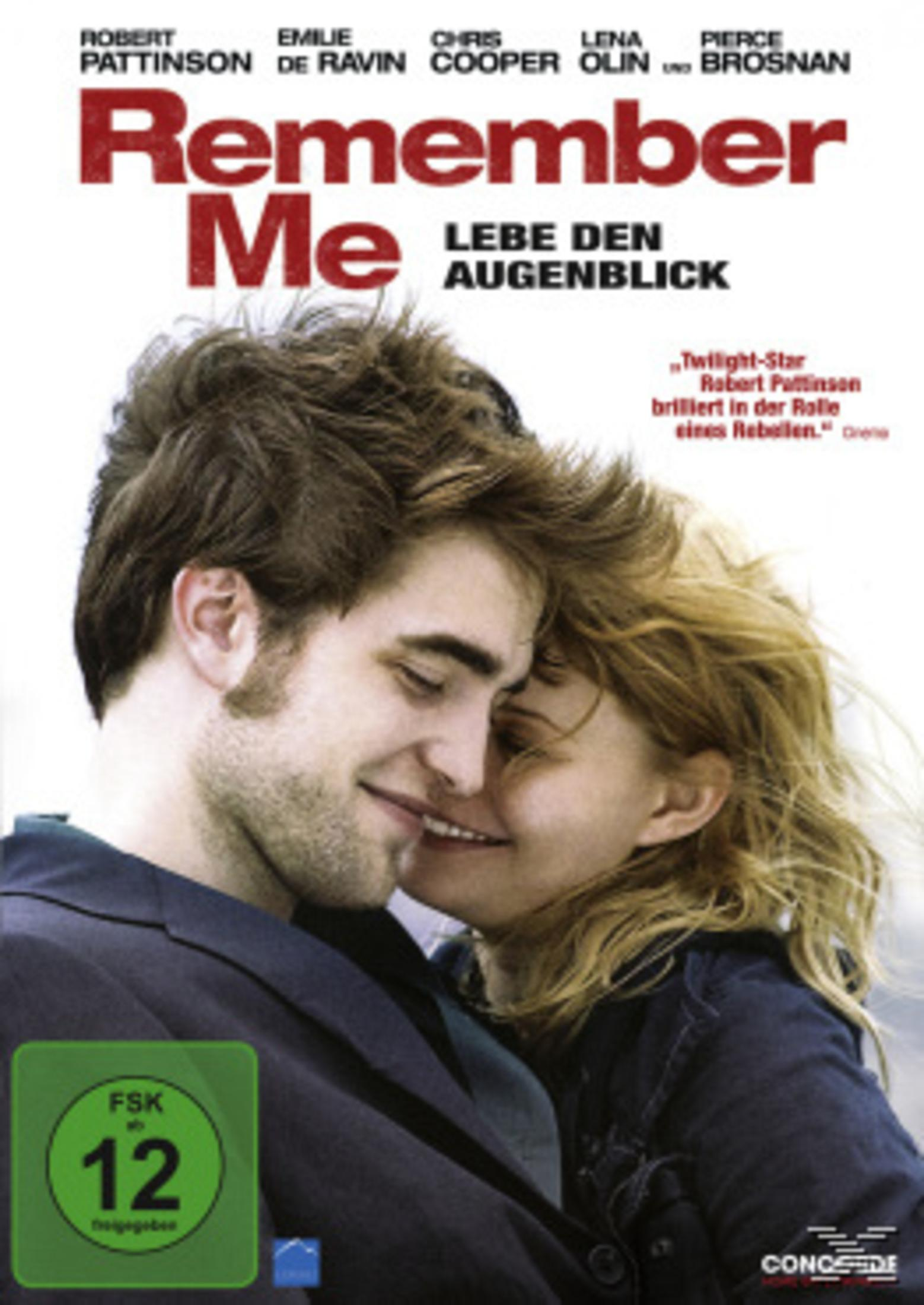 Remember Me DVD-Cover. Robert Pattinson und Emilie de Ravin in Umarmung. Titel: Remember Me.