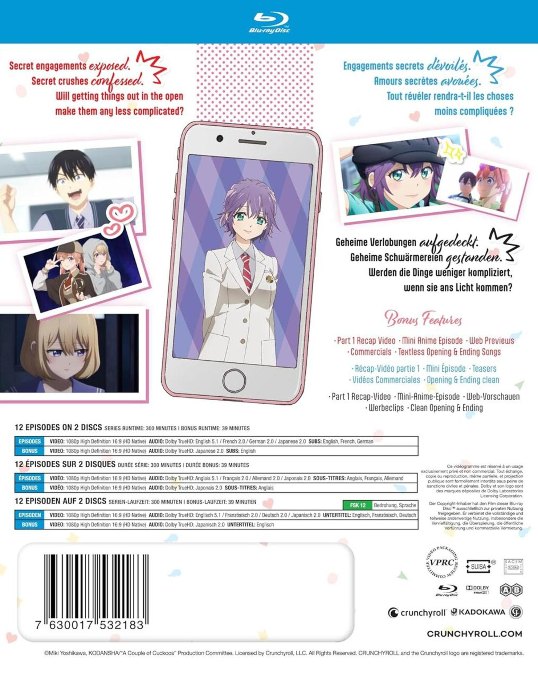 Rückseite einer Anime-DVD-Hülle. Sie zeigt Charaktere und Text in mehreren Sprachen.