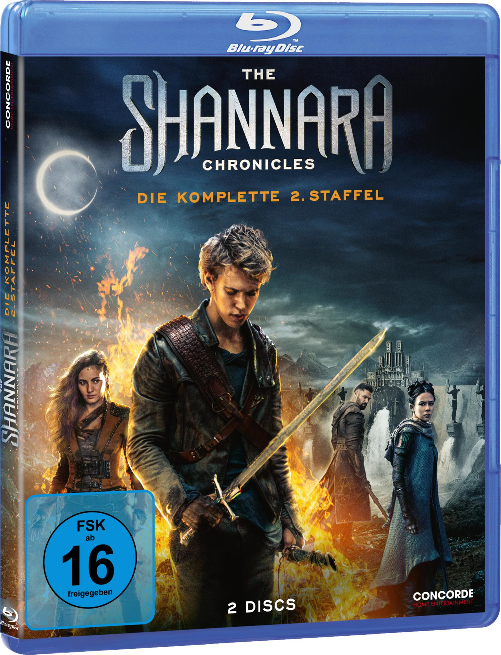 Das Shannara Chronicles DVD-Cover mit zwei Charakteren, die Schwerter halten, und einem dunklen Hintergrund.