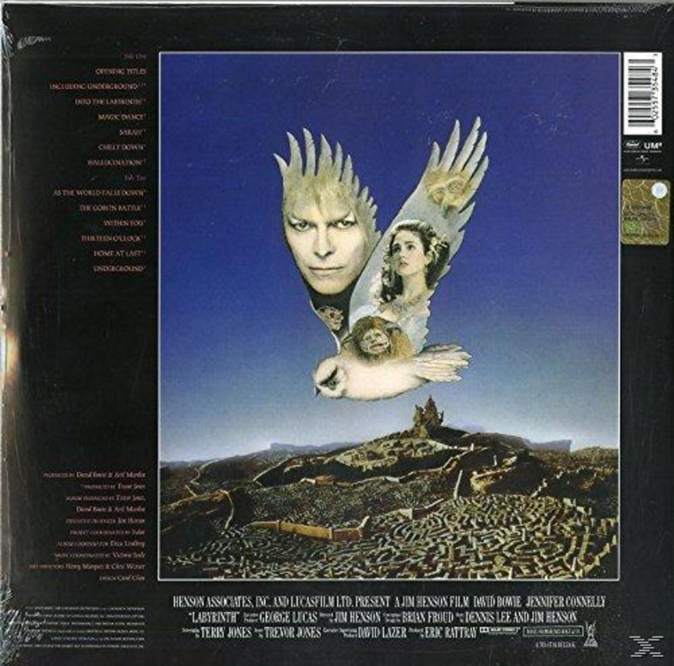 Copertina dell'album con immagini di David Bowie e Jennifer Connelly, una scena del labirinto.