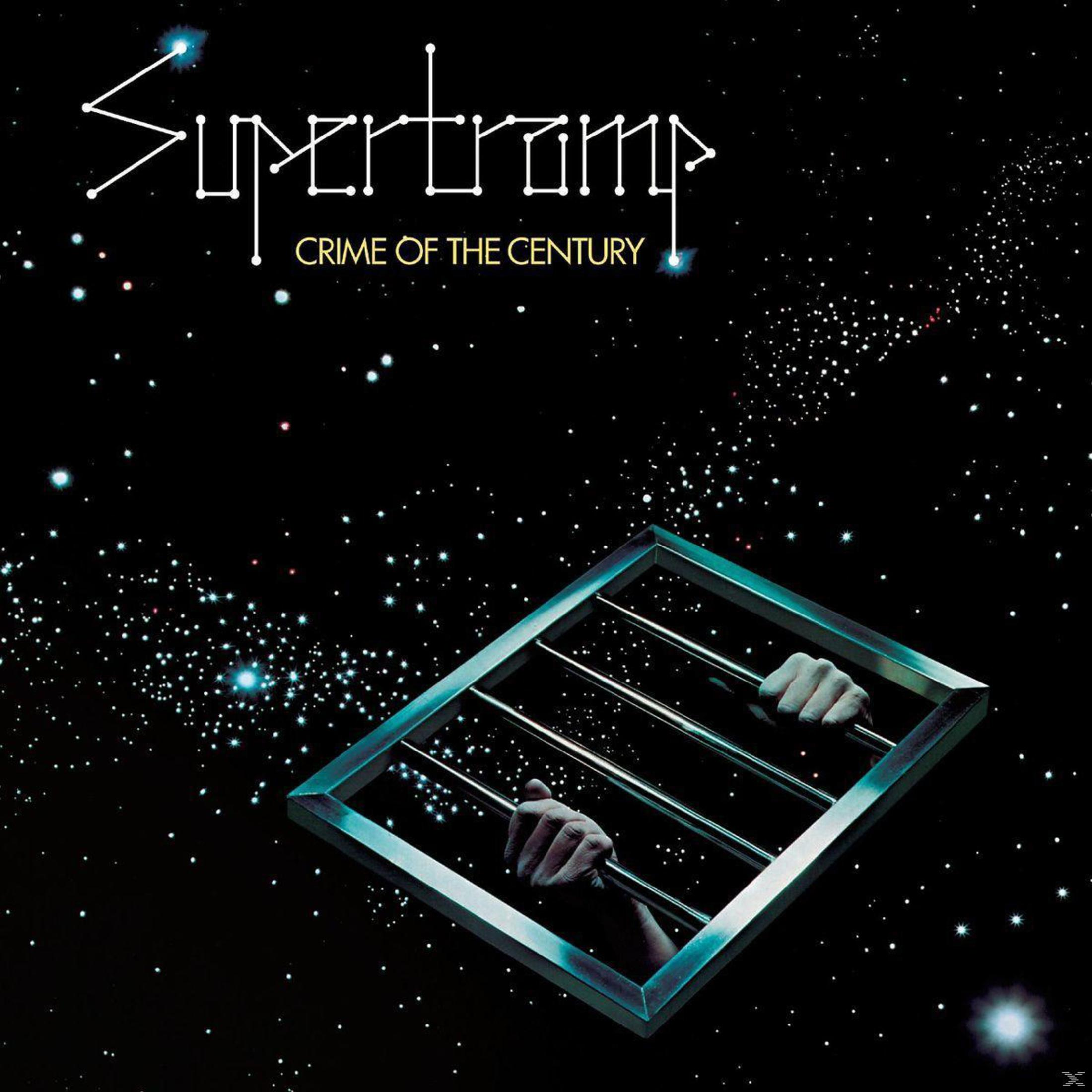 Pochette d'album avec une scène spatiale et des mains derrière des barreaux. Le titre 'Crime of the Century' est présent.