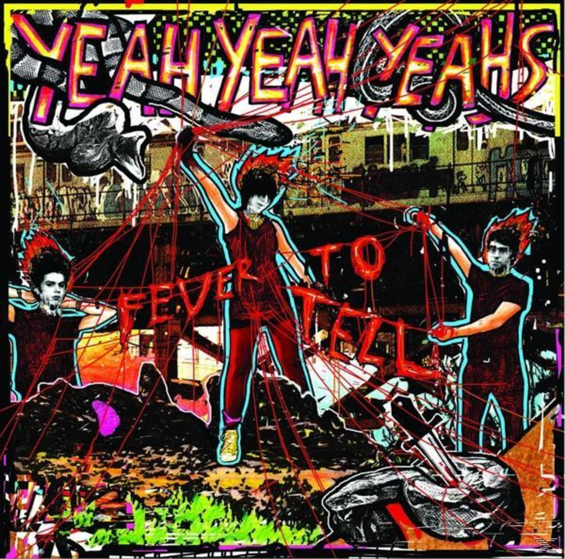Copertina dell'album dei Yeah Yeah Yeahs, con un gruppo di persone con un coltello e fili rossi.
