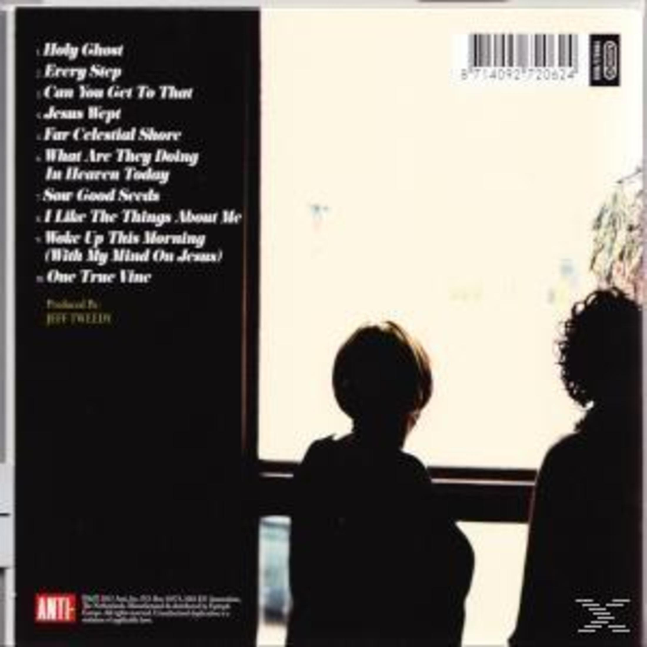 Pochette d'album : deux silhouettes regardant une fenêtre avec des titres de chansons.