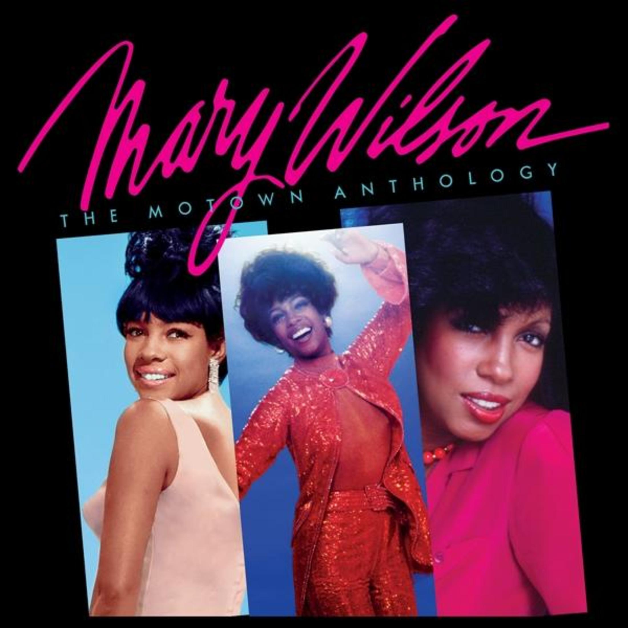 Albumhoes: Collage van drie foto's van een vrouw, met tekst: Mary Wilson, The Motown Anthology.