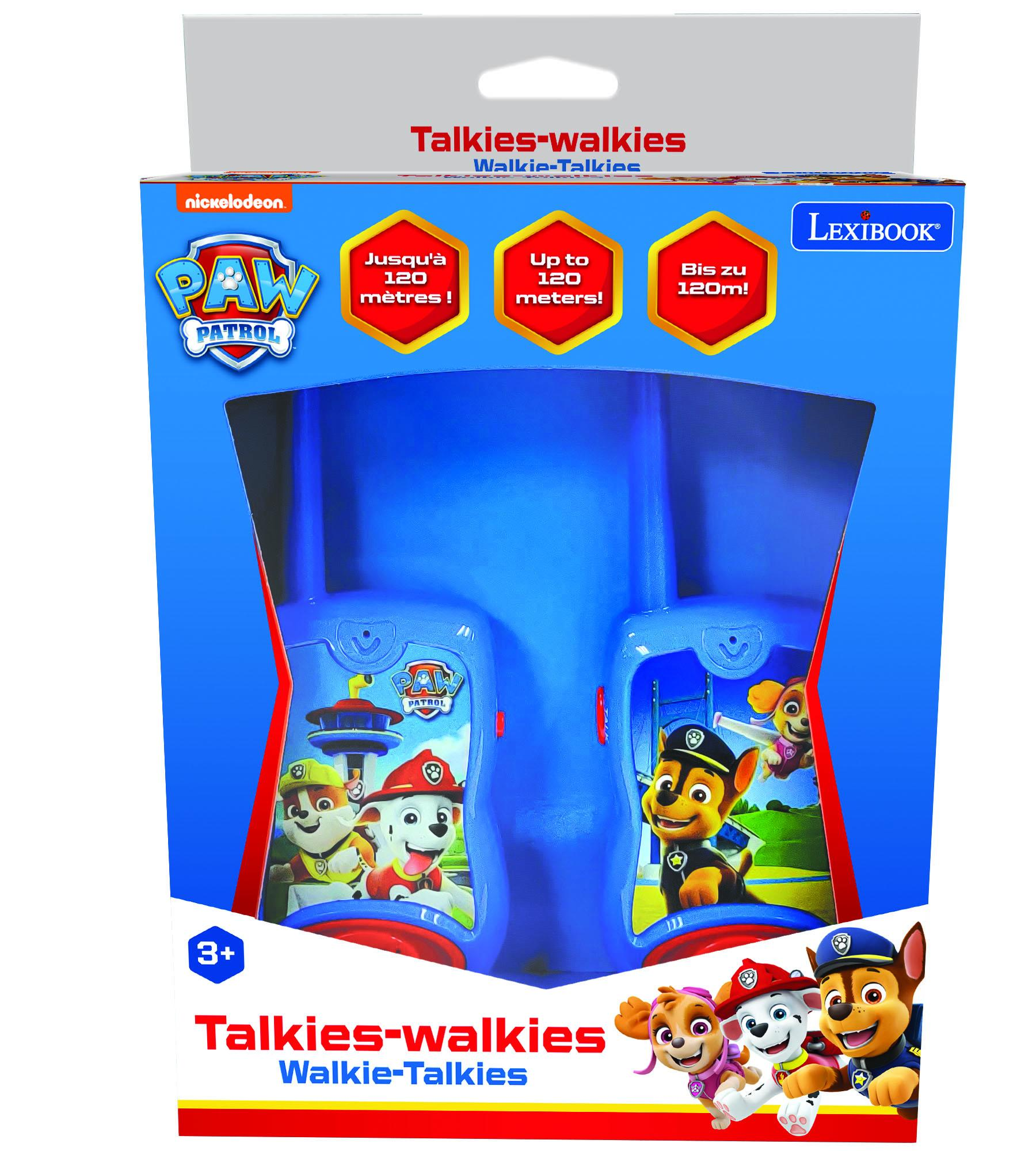 Zapakowane niebieskie walkie-talkie PAW Patrol. Zasięg do 120 metrów, z postaciami z Psiego Patrolu.